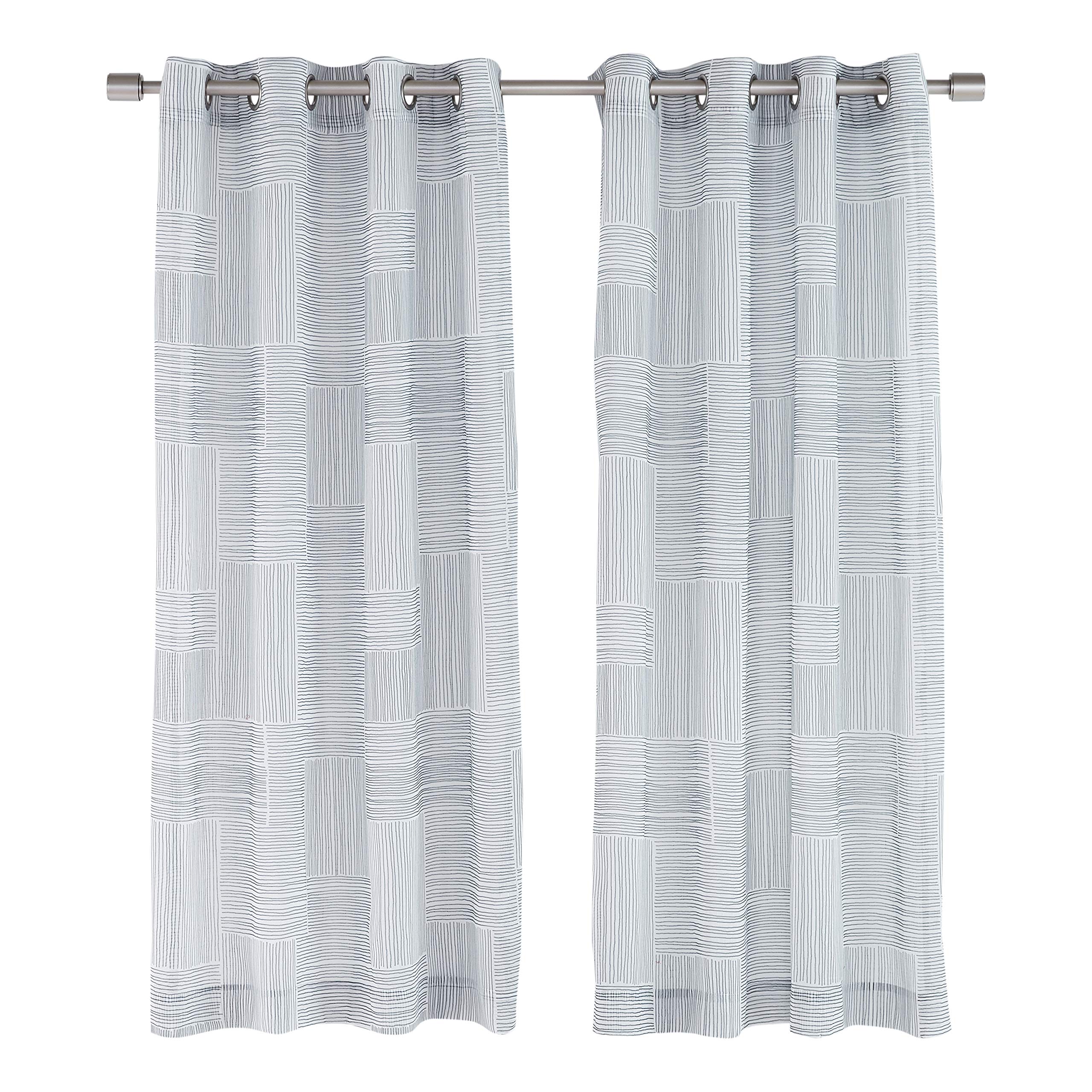 AmazonBasics Painterly Grid Tenda Velata 127x160cm Grigia 2 Pezzi