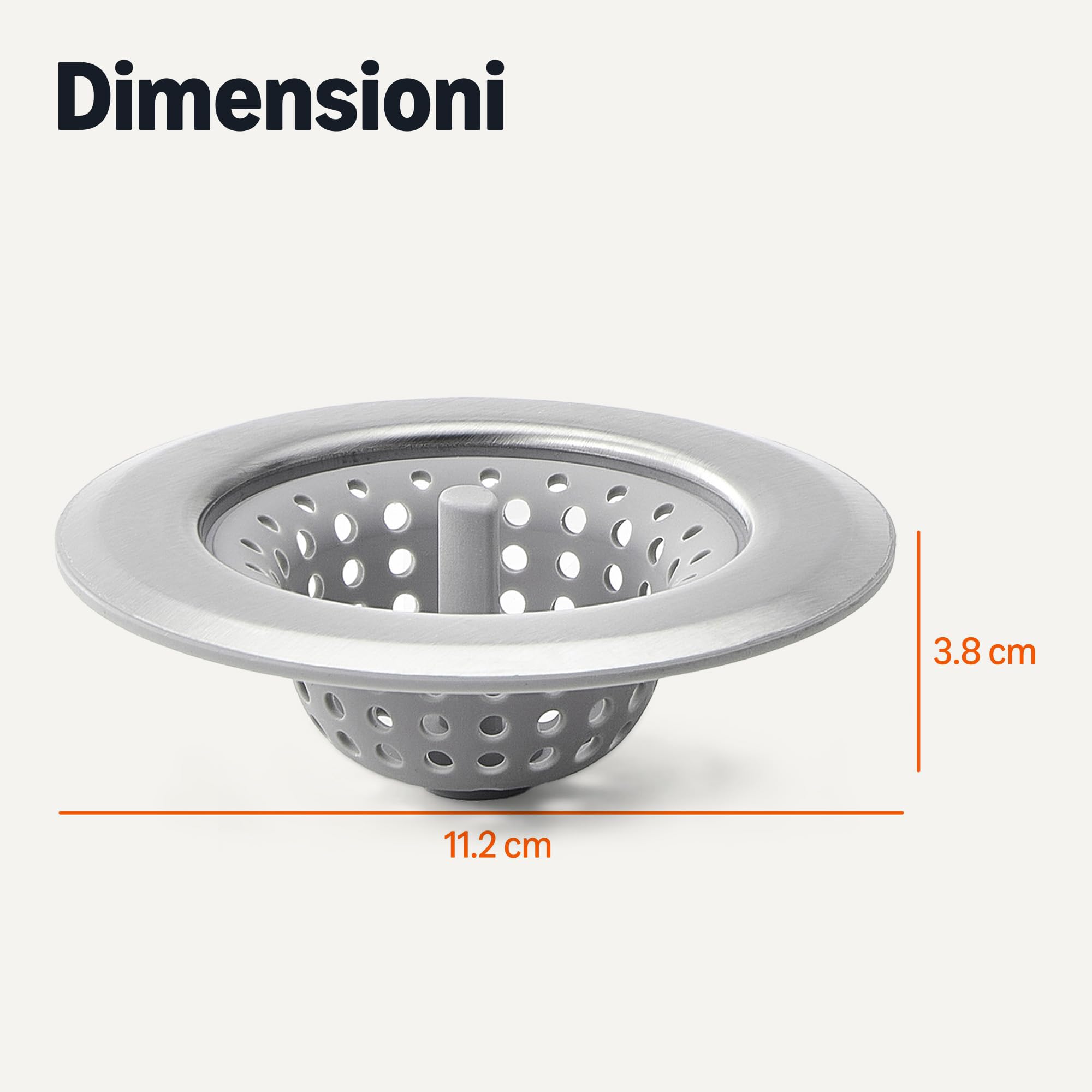Amazon Basics Filtro Lavello Cucina Acciaio Silicone Grigio 2 Pezzi
