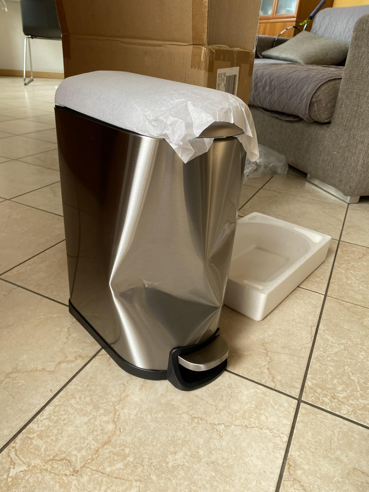 Amazon Basics Pattumiera con Pedale Acciaio Inox 10 L slim