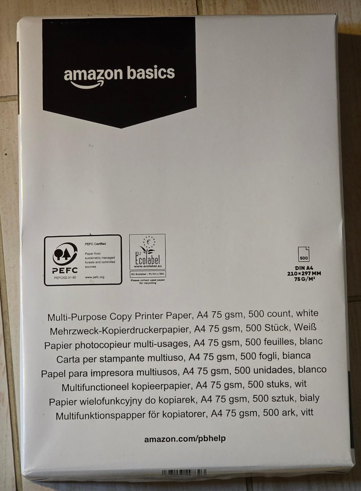 Amazon Basics carta A4 75 g/mq bianca 2500 fogli 5 risme
