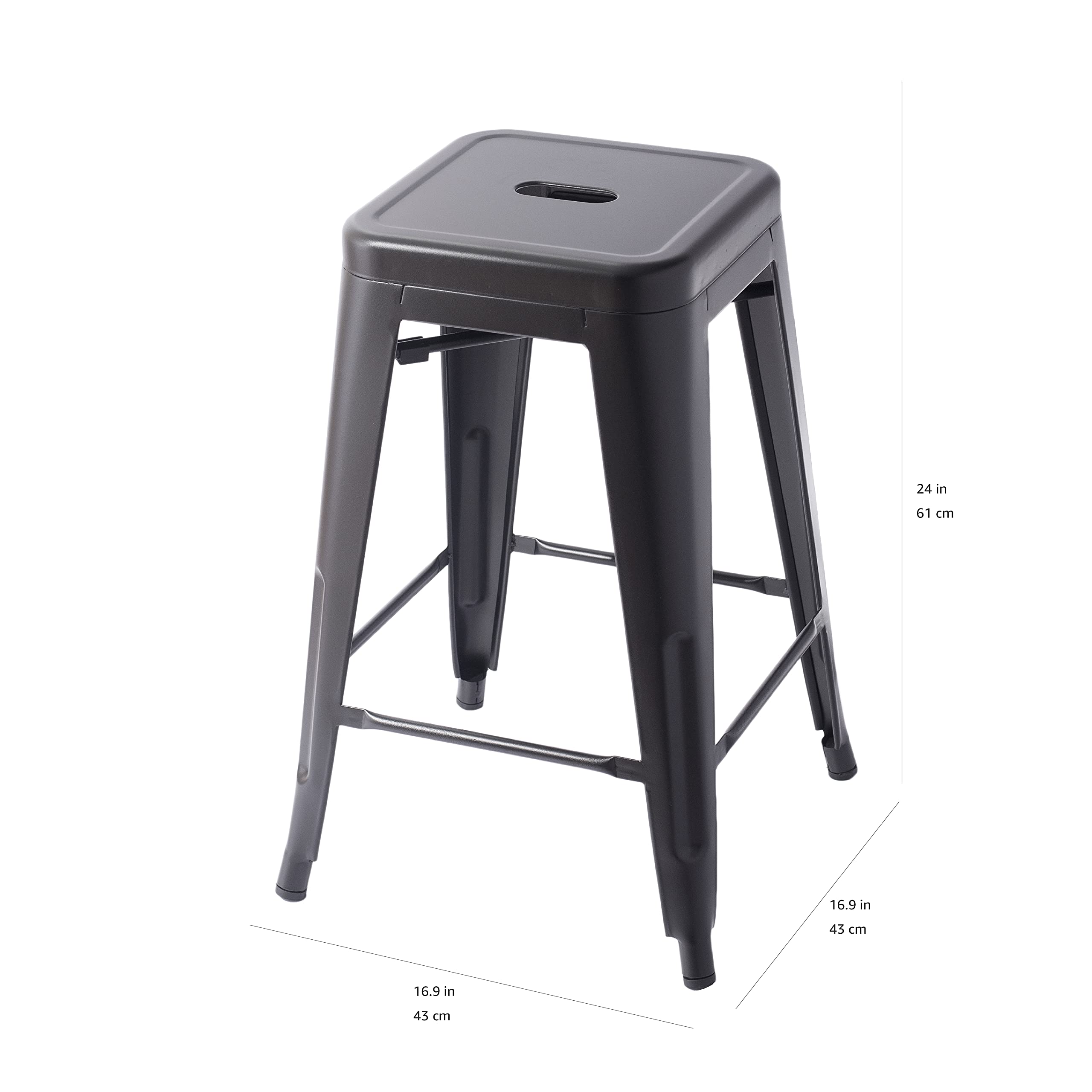 Amazon Basics sgabelli da bar metallo 61 cm set 4 nero impilabili