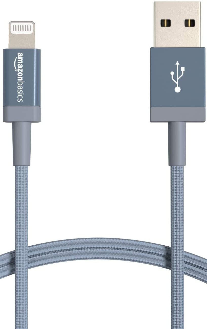 Amazon Basics Cavo Lightning USB-A 1,8 m Grigio Scuro Nylon