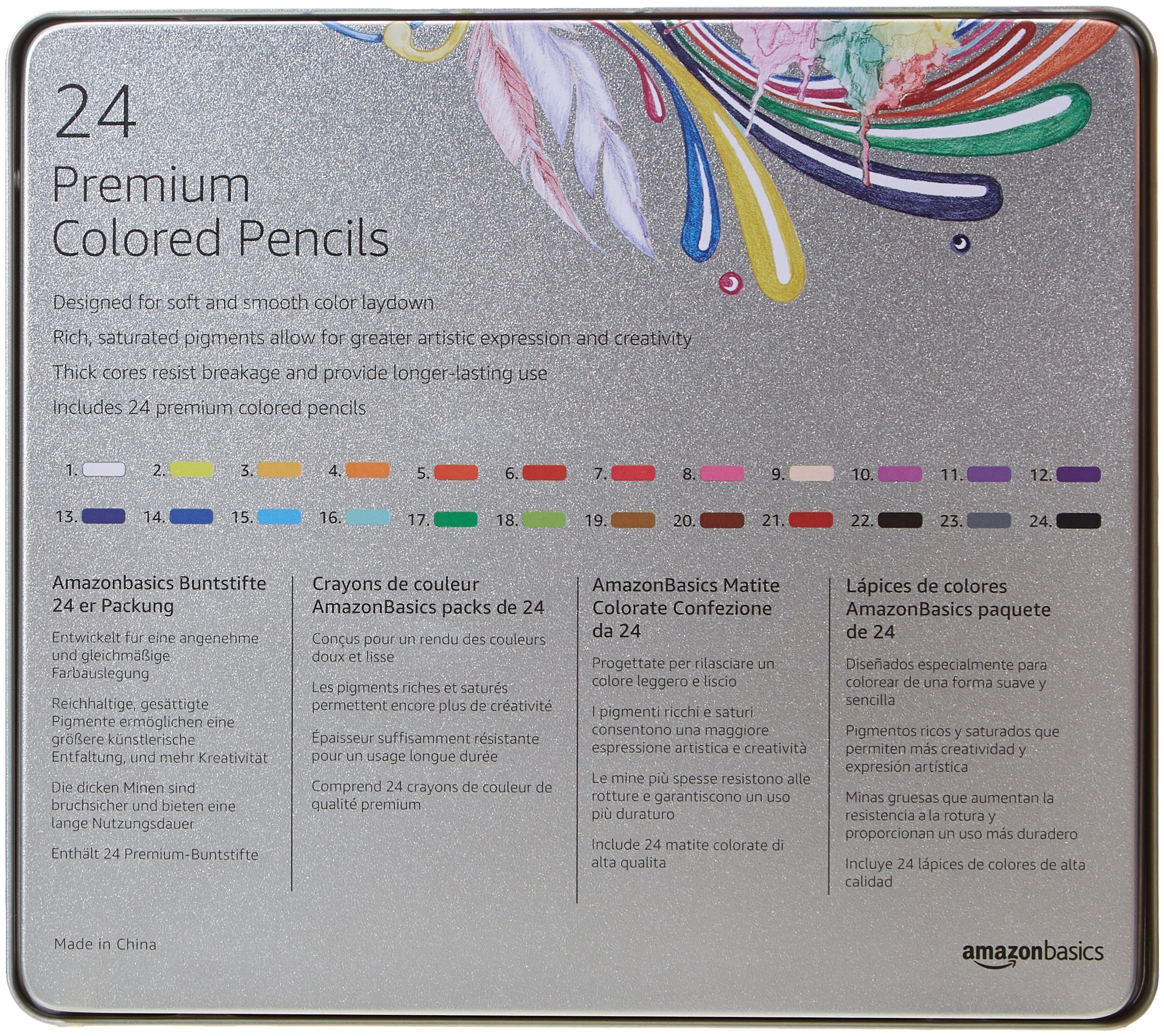 Amazon Basics Matite Colorate 24 Colori Set Scuola e Disegno