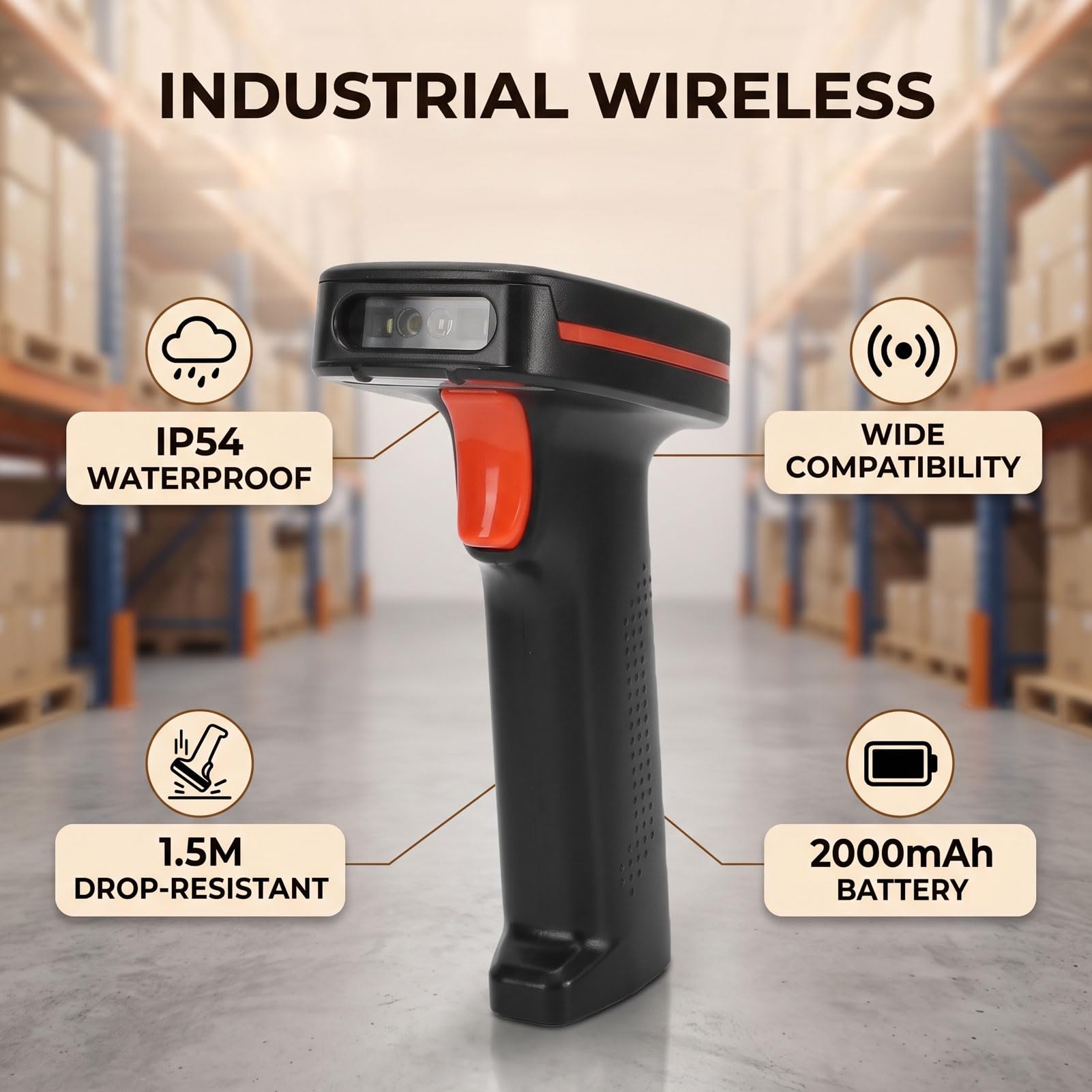 Elprico Scanner Codici a Barre Bluetooth Industriale IP54