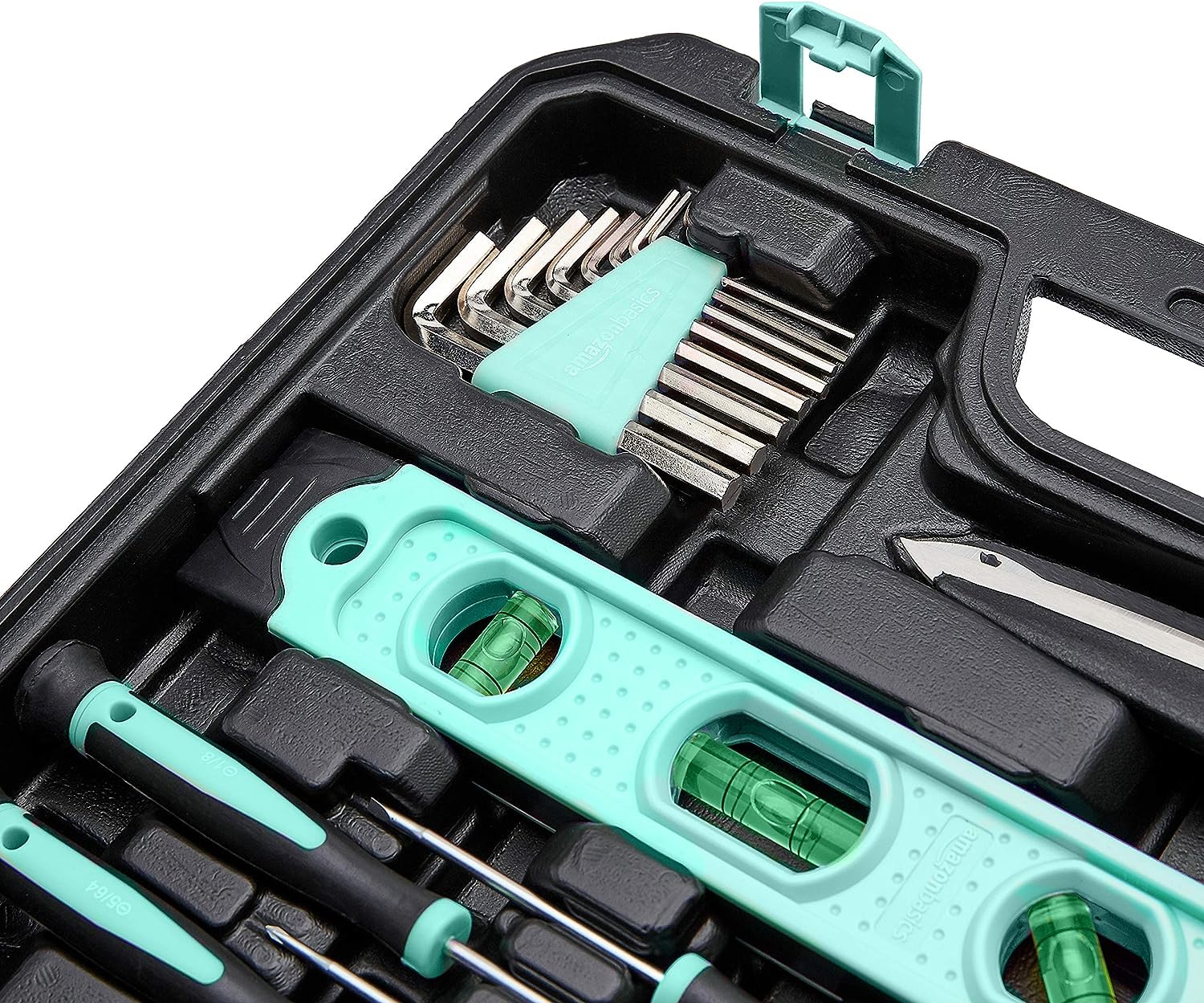 AmazonBasics kit attrezzi casa 142 pezzi turchese con valigetta