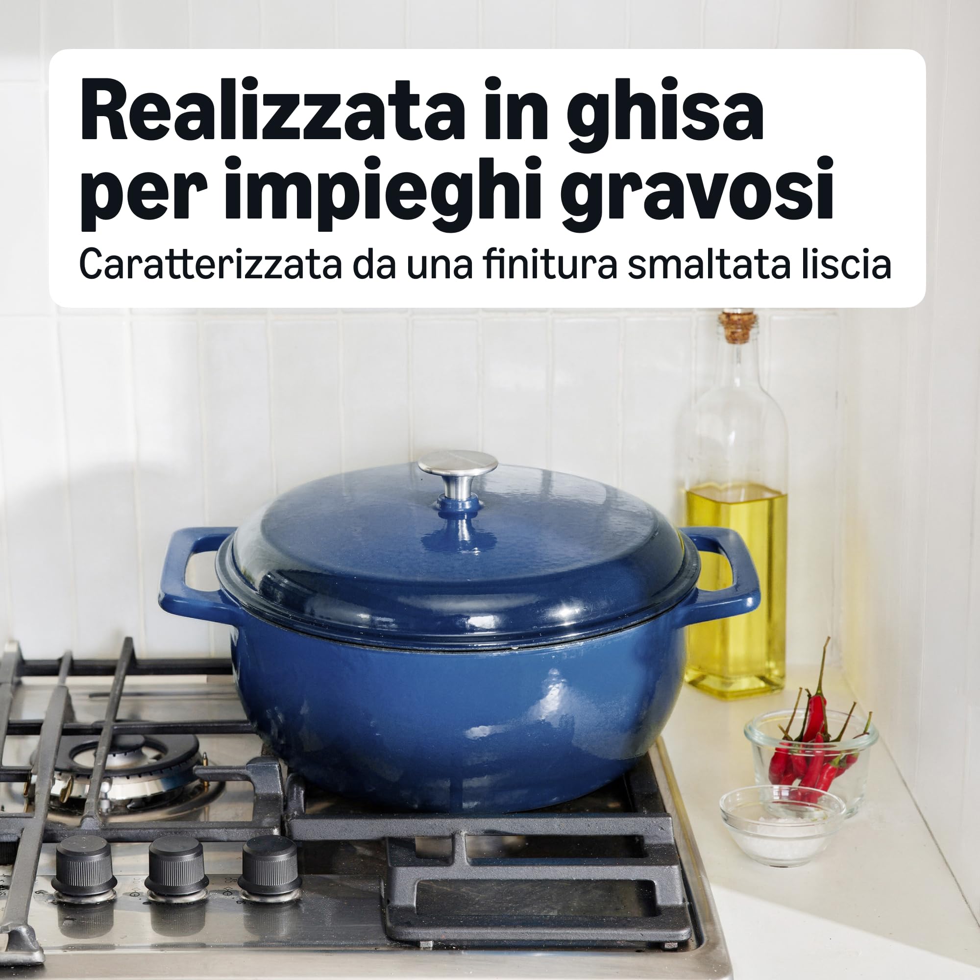 Amazon Basics Casseruola ghisa 5,7 L blu navy