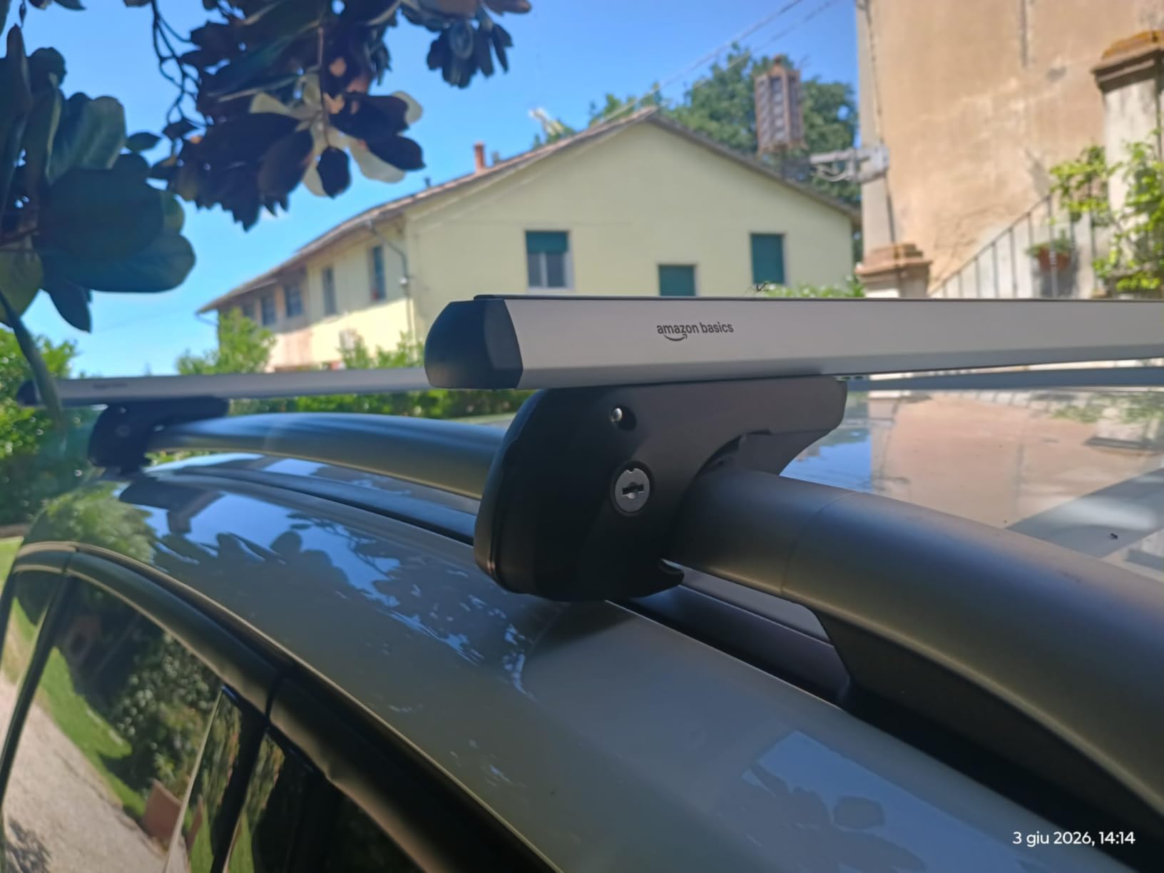 Amazon Basics Barre Portatutto Auto 132 cm Nero Alluminio