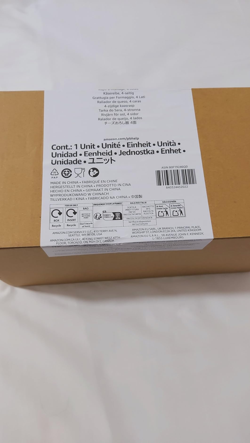 Amazon Basics grattugia formaggio 4 lati acciaio inox