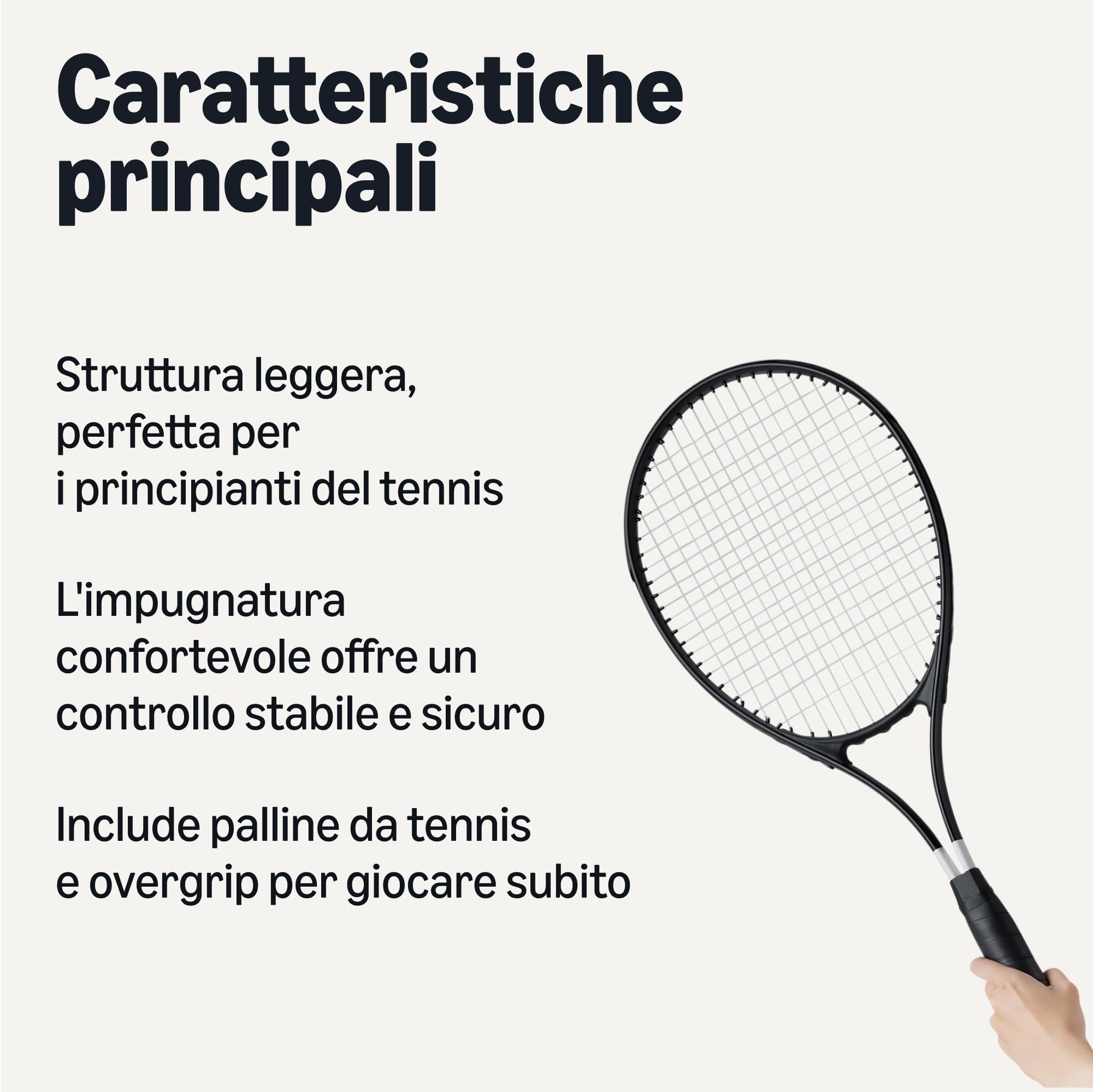 Amazon Basics Set Racchette Tennis 68,5 cm con Palline
