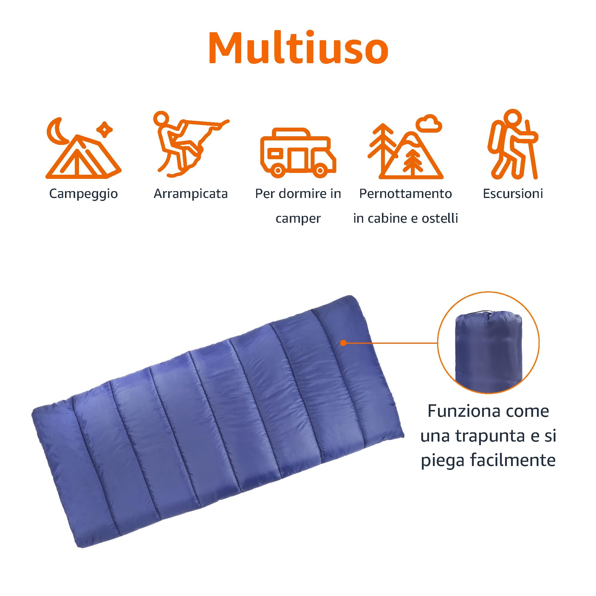 Amazon Basics sacco a pelo 4 stagioni blu 190 cm