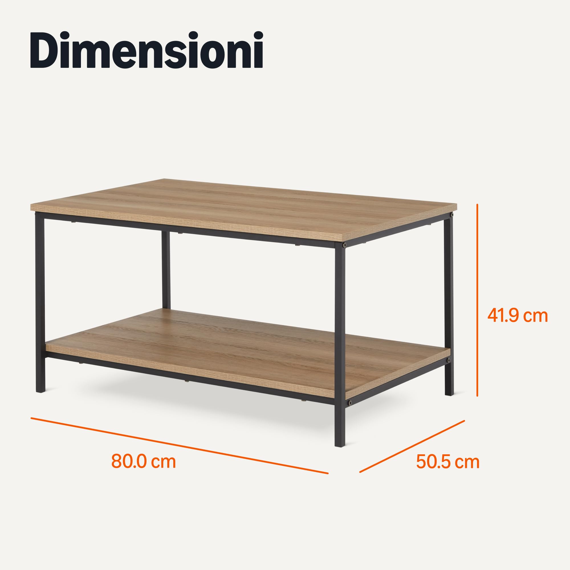 Amazon Basics tavolino caffè rettangolare rovere 80x50,5cm