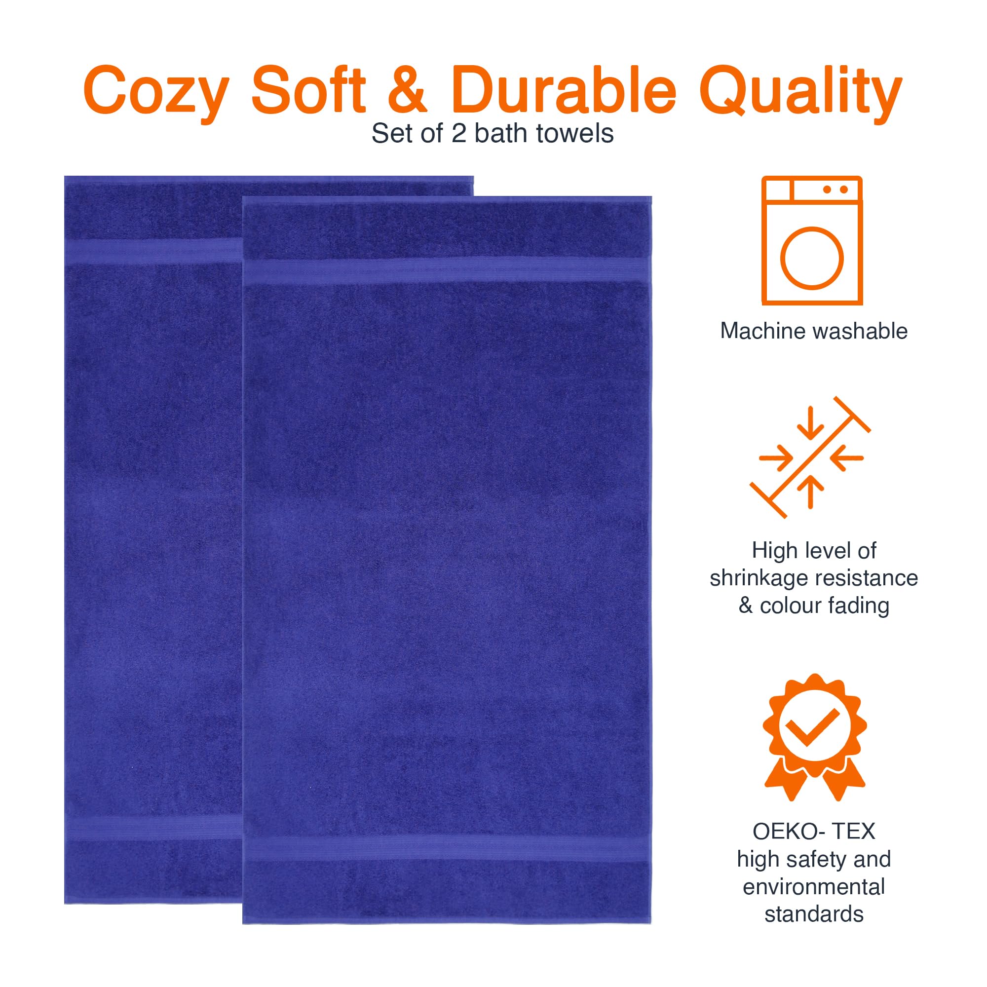 AmazonBasics set asciugamani bagno blu 2 pezzi cotone