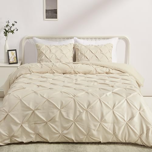 Amazon Basics set copripiumino 3 pezzi beige plissettato