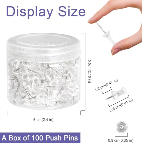 Amazon Basics Puntine Trasparenti 100 pezzi acciaio e plastica