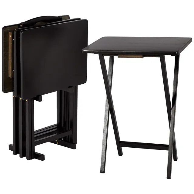 Amazon Basics Tavolini Pieghevoli Legno Set 4 pezzi nero