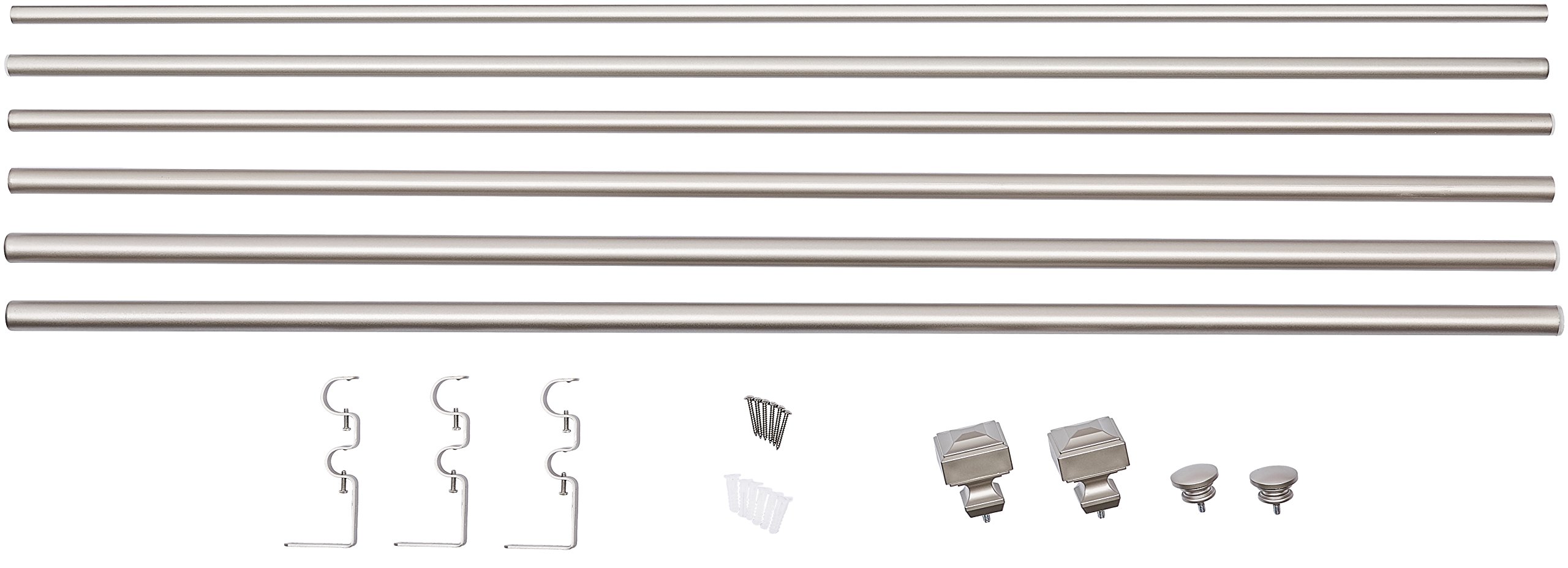 Amazon Basics Bastone Doppio Tenda 183-366 cm Nichel Estensibile