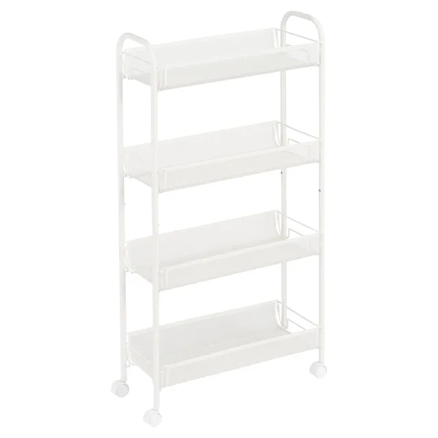 Amazon Basics carrello metallo 4 ripiani bianco rete