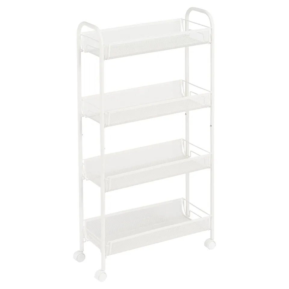 Amazon Basics carrello metallo 4 ripiani bianco rete