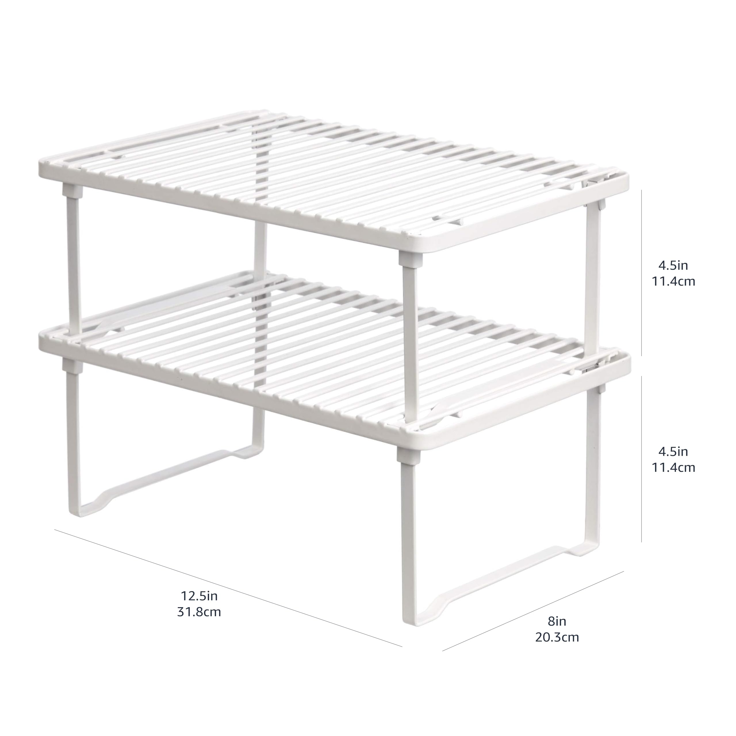 AmazonBasics Ripiani Cucina Impilabili Bianchi 2 Pezzi Acciaio