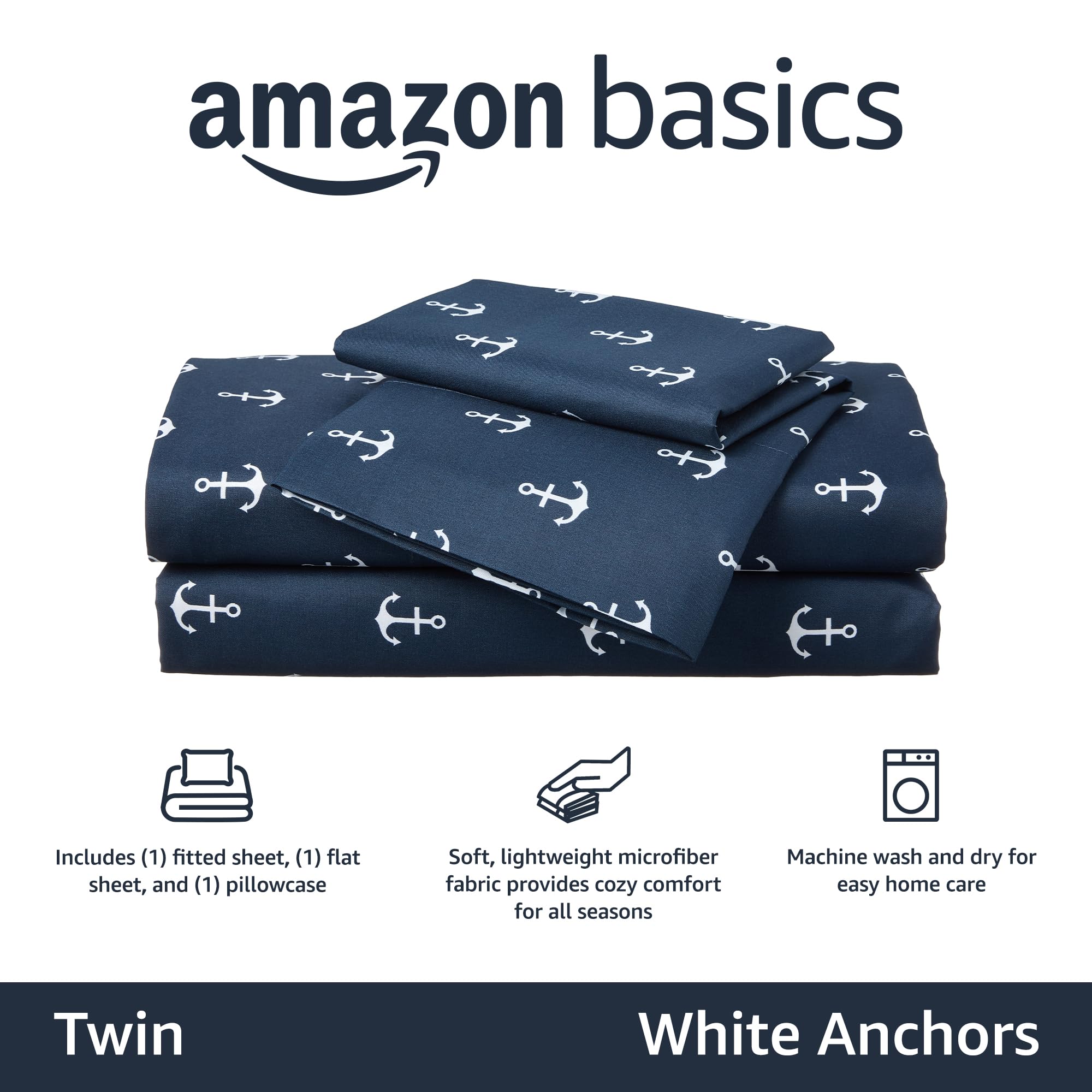 AmazonBasics Set lenzuola bambini microfibra bianche