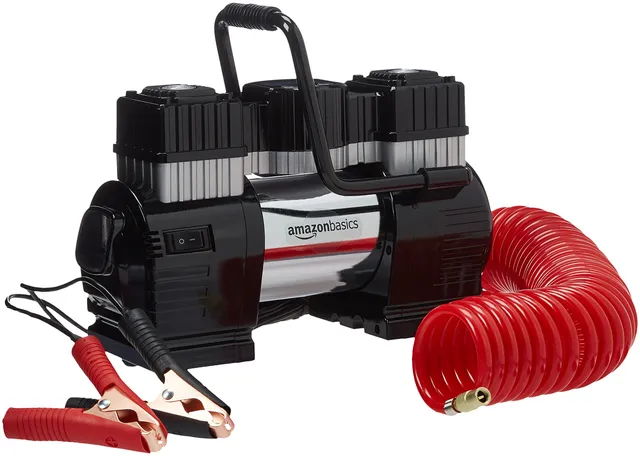 AmazonBasics Compressore Aria Portatile Digitale 12V Nero Rosso