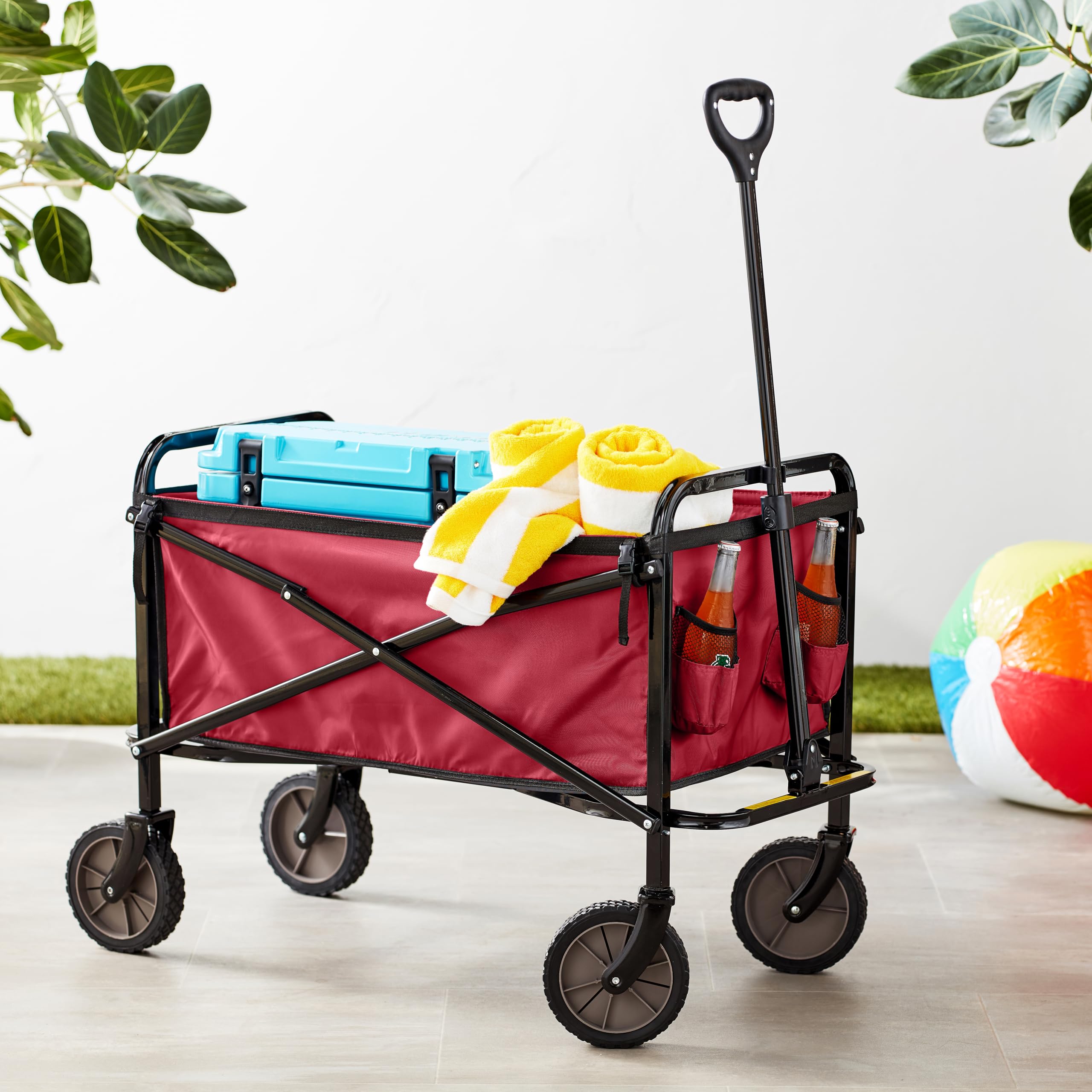AmazonBasics Carrello Pieghevole Giardino Rosso 120 kg