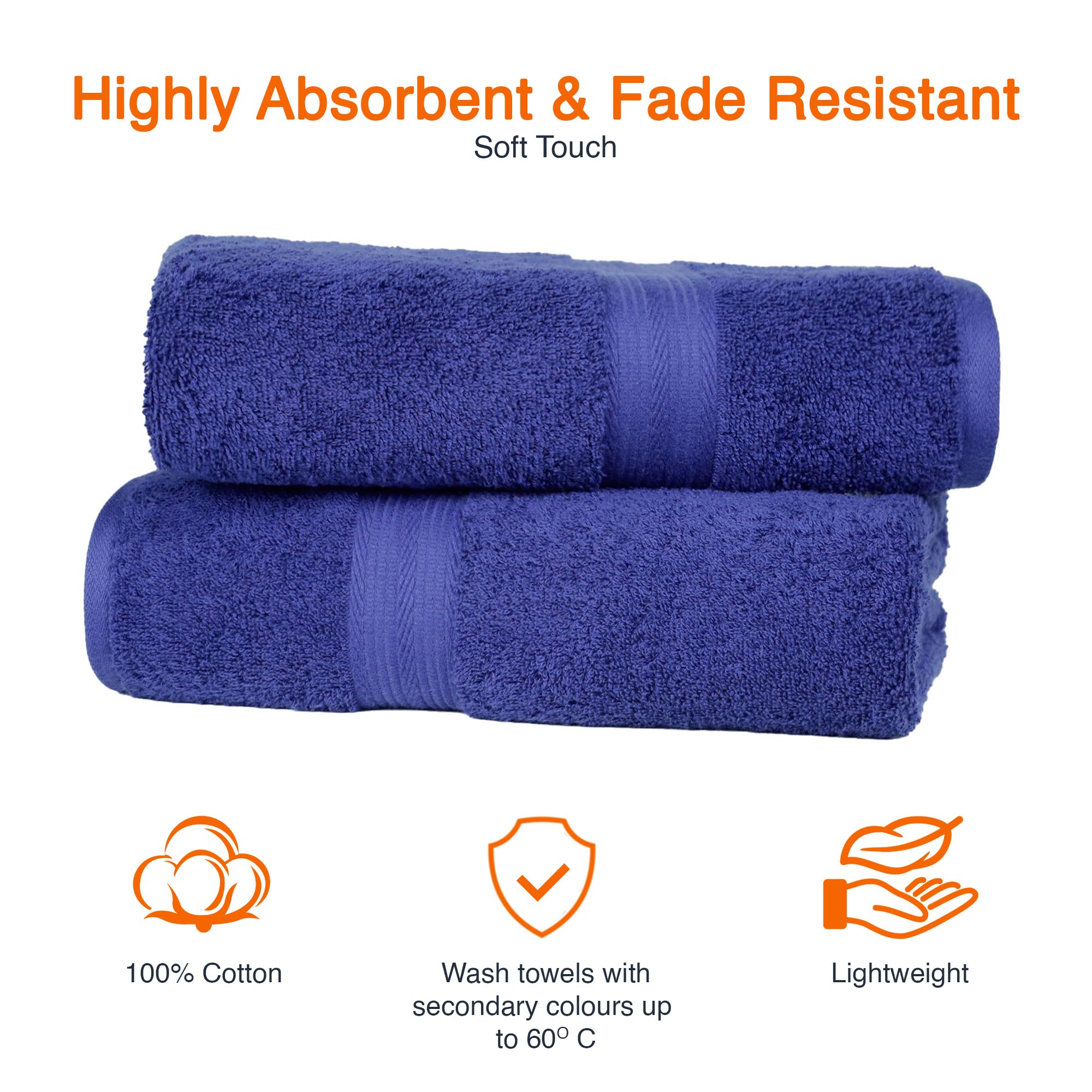 AmazonBasics set asciugamani bagno blu 2 pezzi cotone