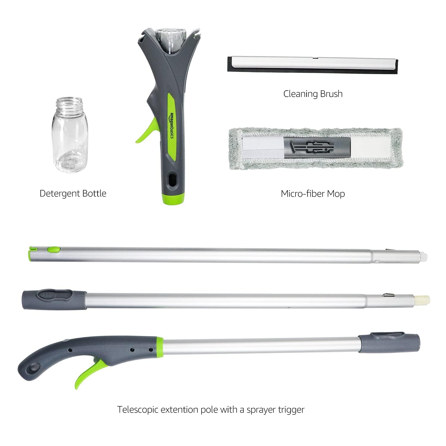 AmazonBasics Tergivetro Vetri con Spray Grigio Telescopico