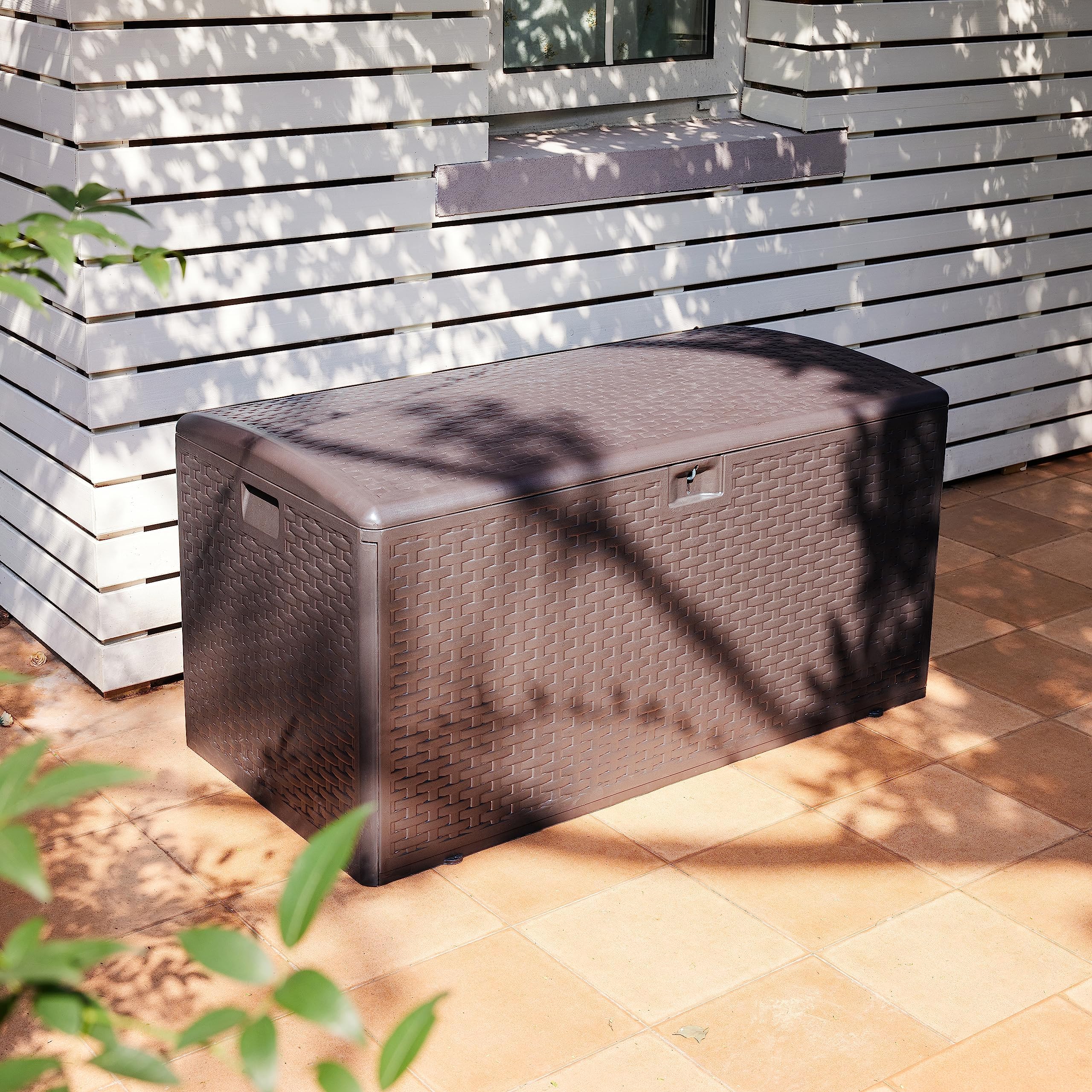 AmazonBasics baule esterno 375 litri marrone resina vimini