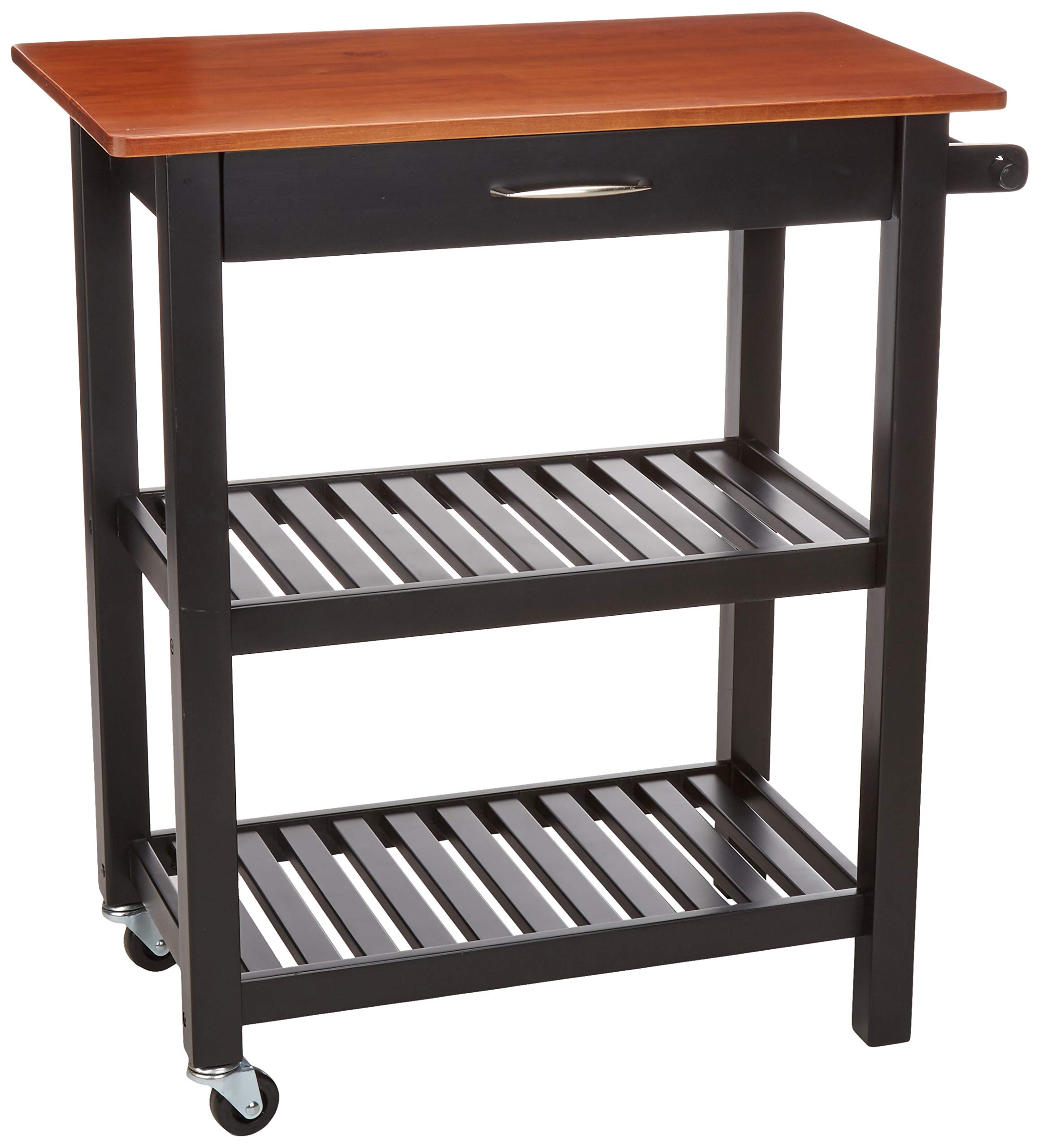 AmazonBasics Carrello Cucina con Ruote Ciliegio e Nero