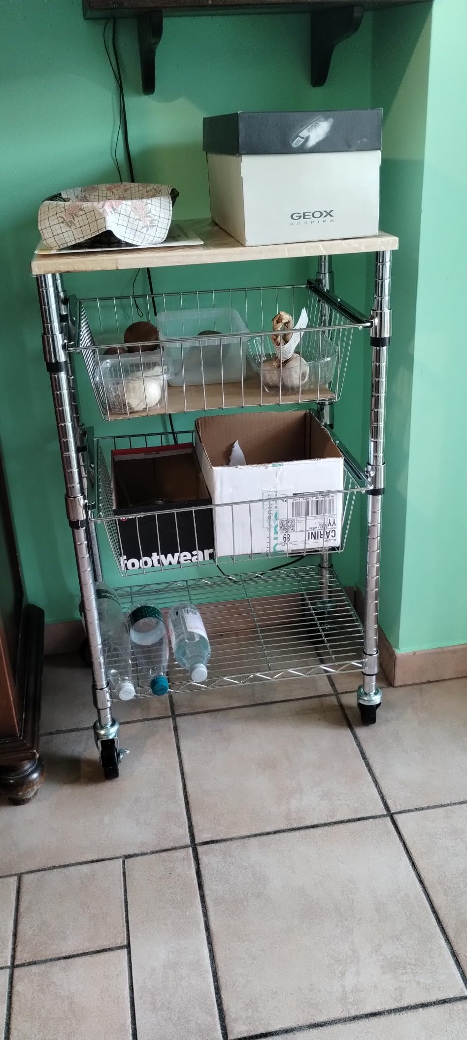 AmazonBasics Carrello cucina 3 ripiani ruote argento
