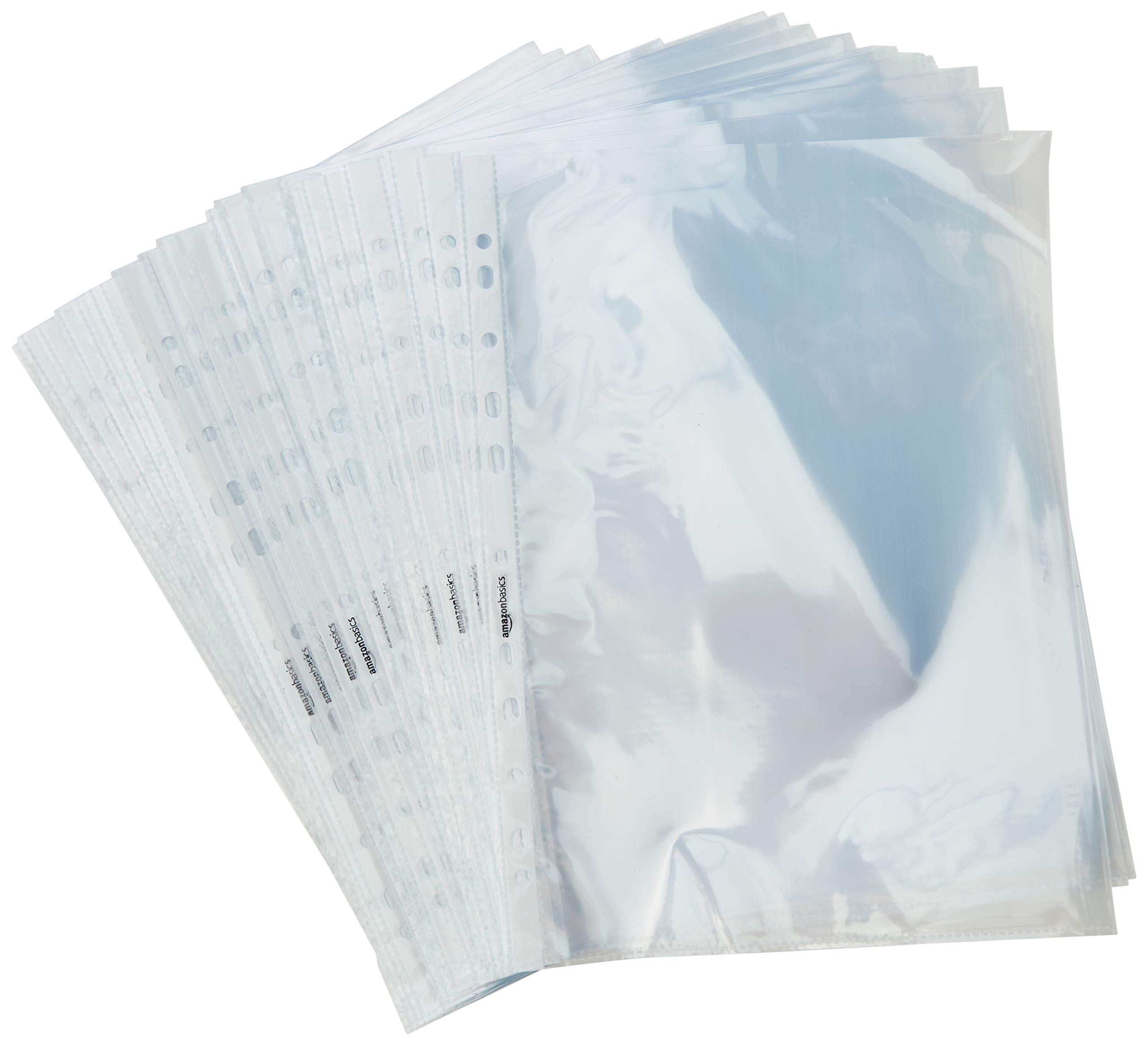 AmazonBasics Buste Forate A4 60 Micron 100 Pezzi Trasparenti