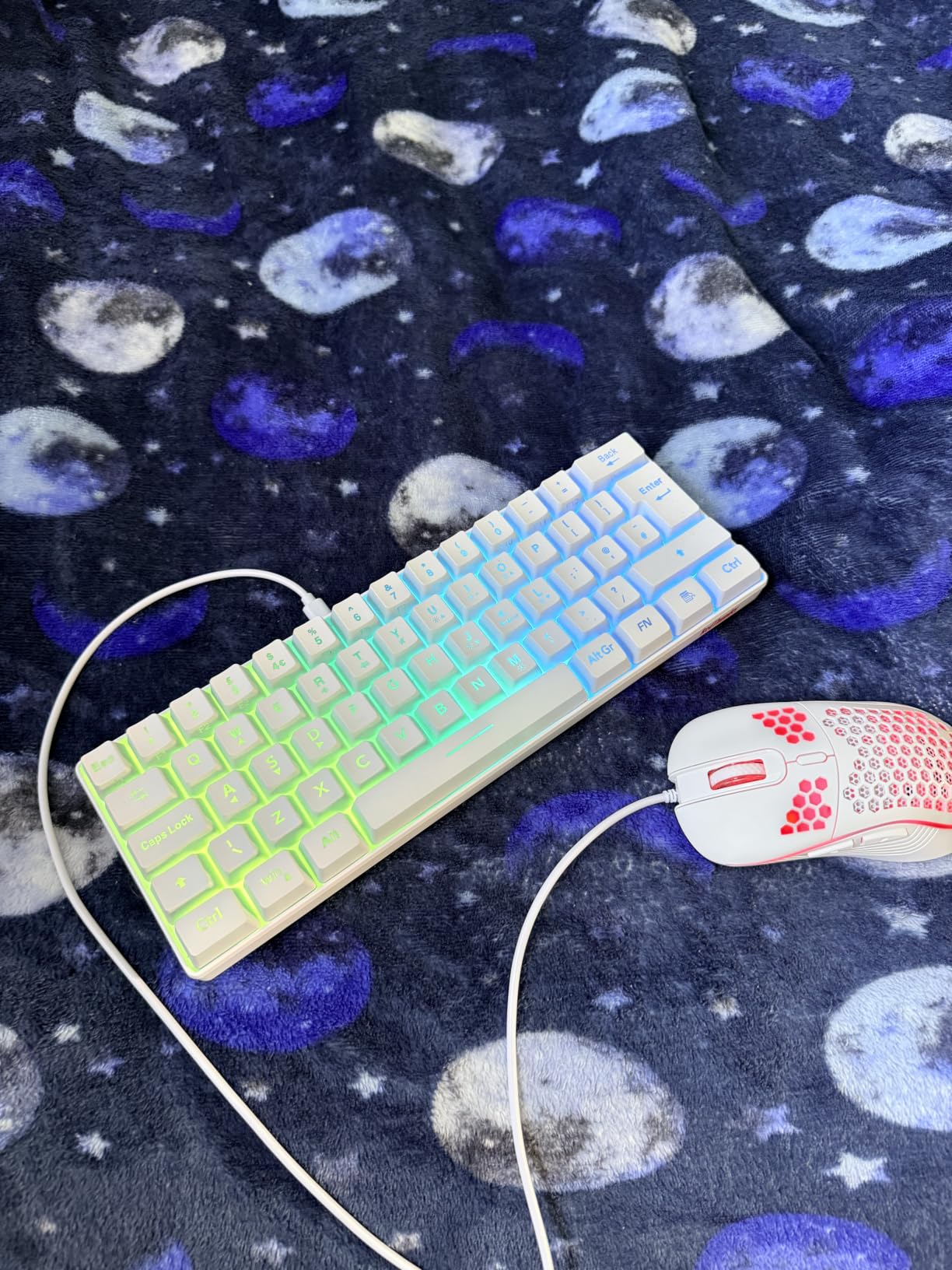 RedThunder kit tastiera e mouse gaming 60% RGB bianco