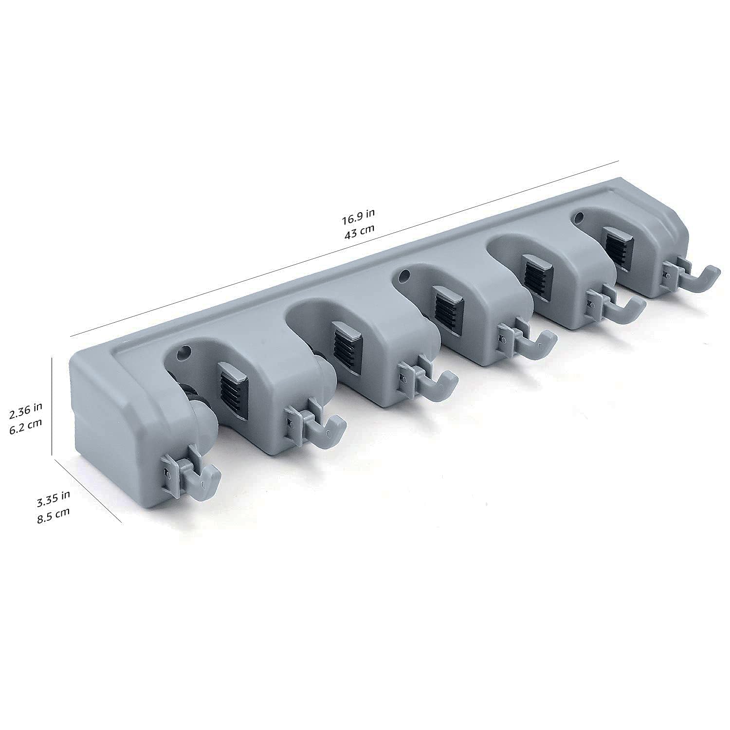 Amazon Basics porta scope da parete grigio 6 ganci 5 slot