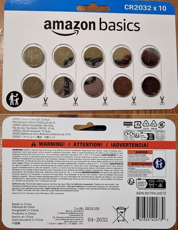 AmazonBasics CR2032 batterie a bottone litio confezione 6 pezzi 3V