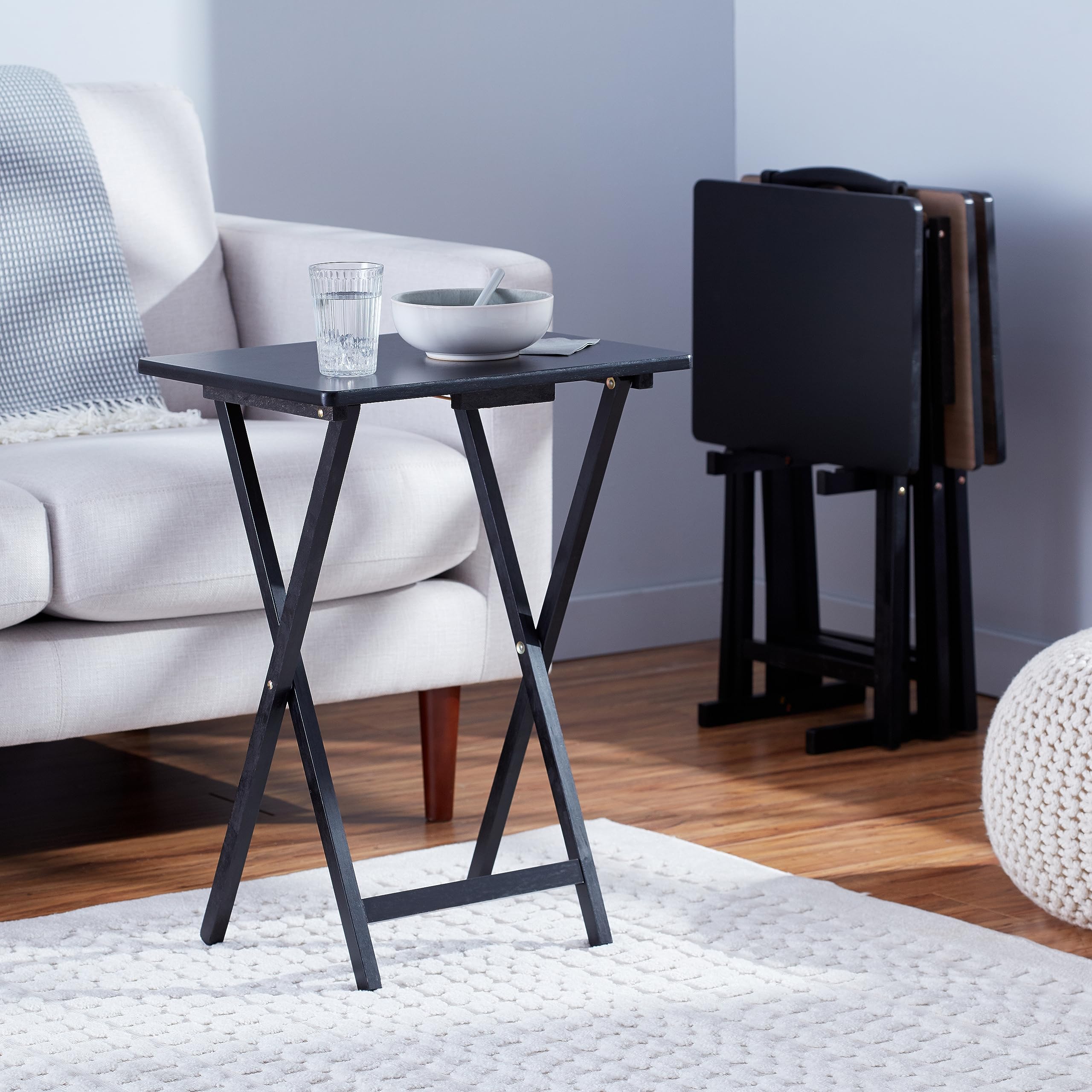 Amazon Basics Tavolini Pieghevoli Legno Set 4 pezzi nero
