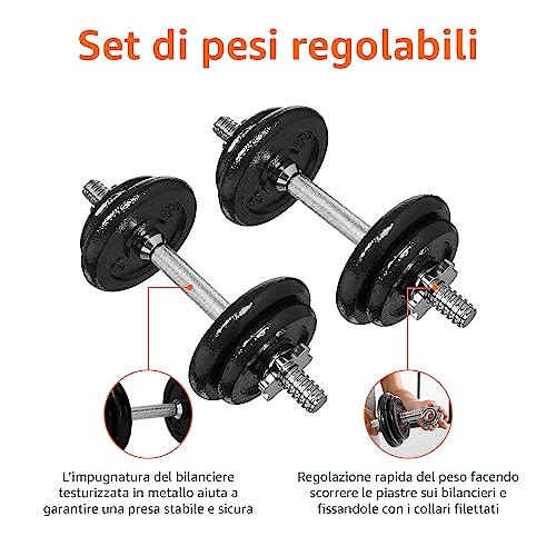 Amazon Basics Set Pesi Regolabili 17,2 kg Nero