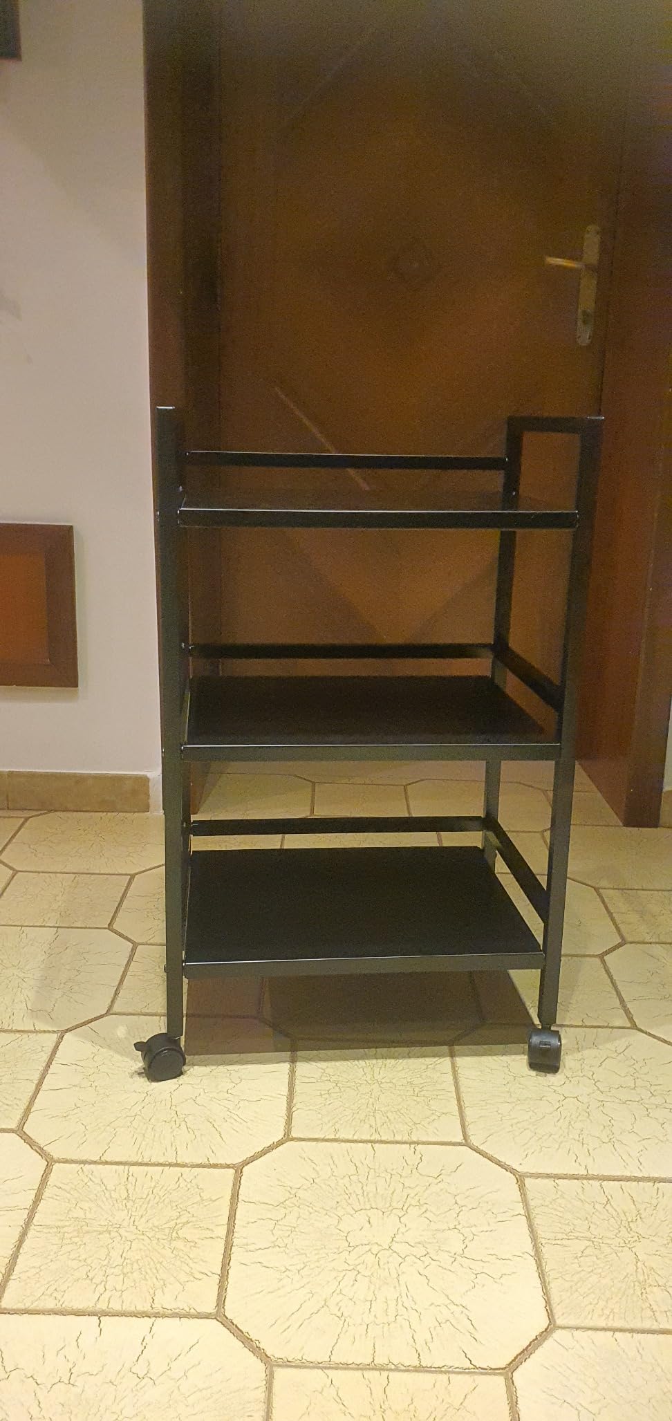 AmazonBasics Carrello 3 Ripiani Portaoggetti Metallo Nero Ruote