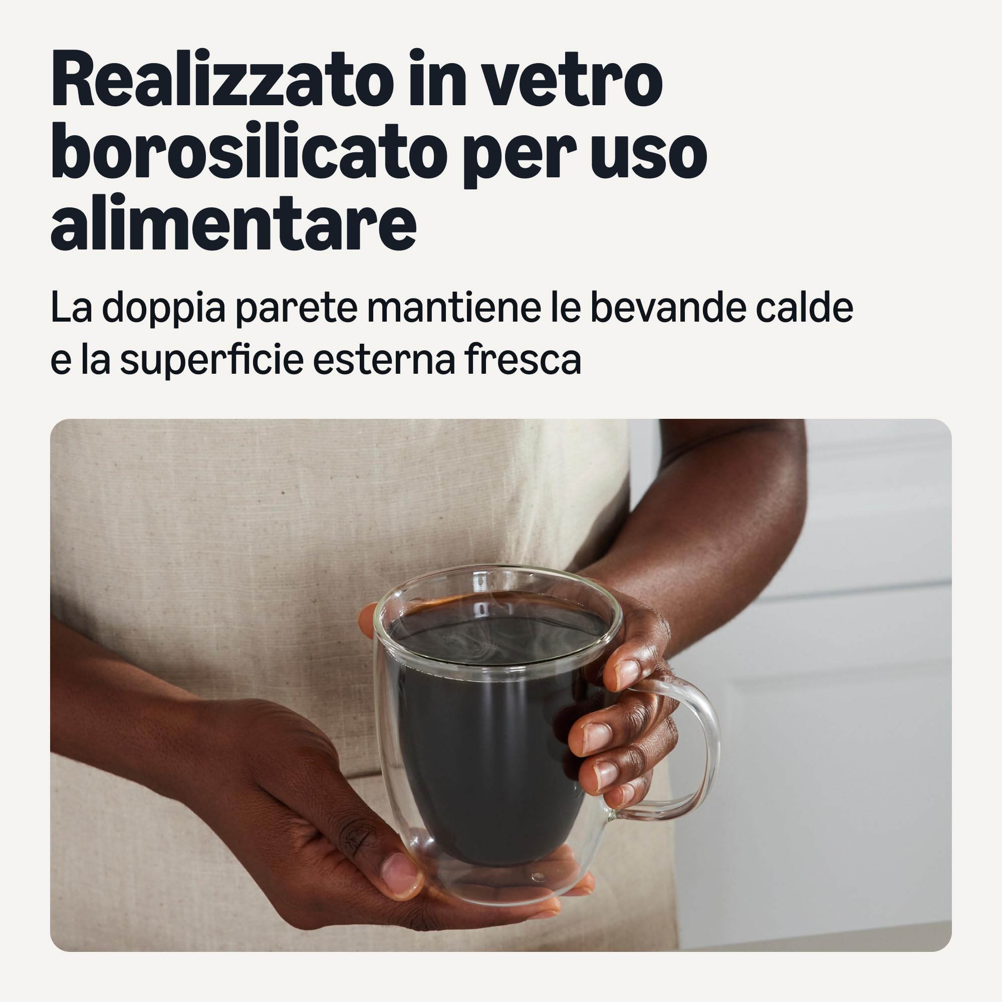 AmazonBasics Mug Vetro Doppia Parete Set 4pz 382ml
