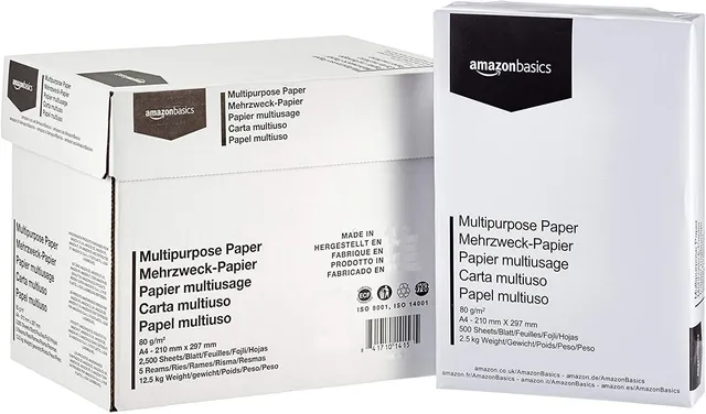 Amazon Basics Carta da Stampa Multiuso A4 80g 2500 Fogli Bianca