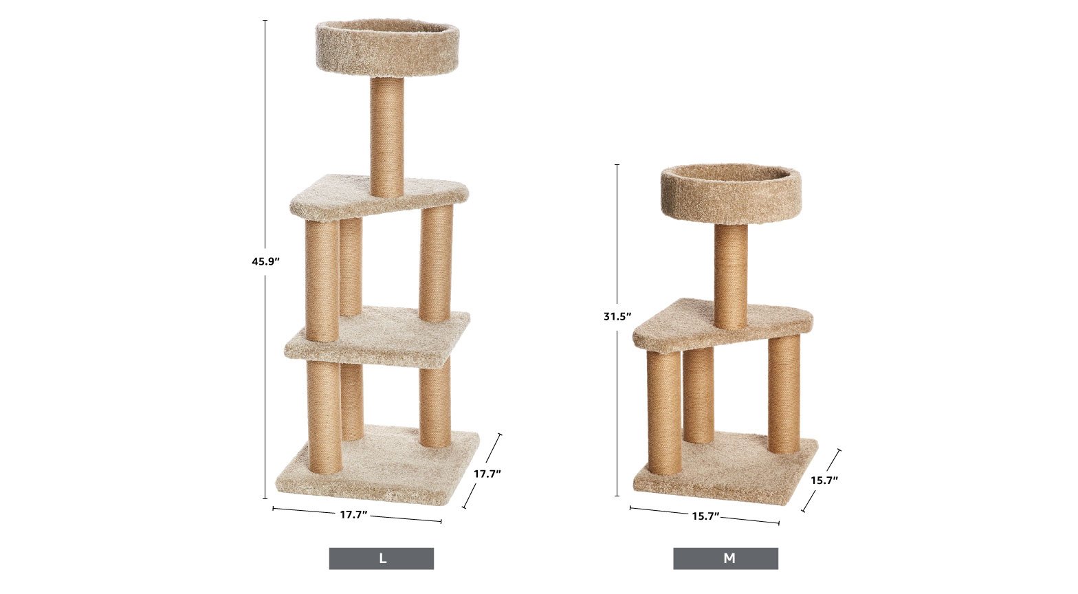 AmazonBasics Tiragraffi per Gatti Beige 117 cm 3 Piani