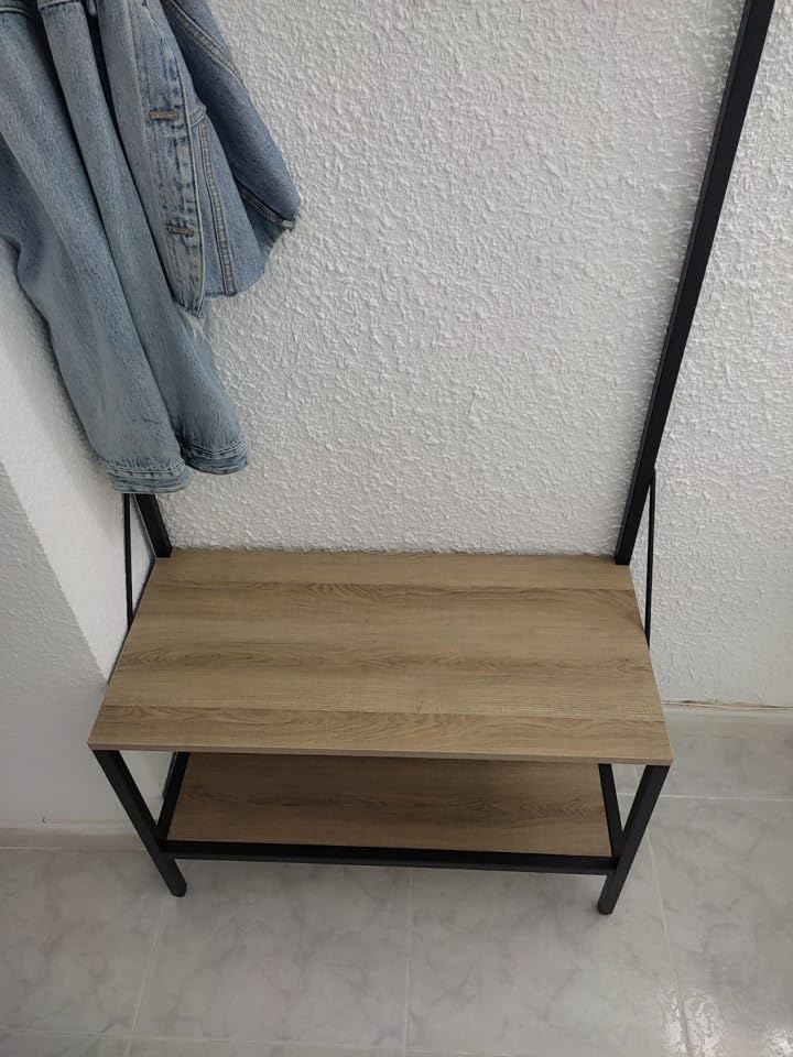 Amazon Basics panca da ingresso con appendiabiti quercia 72 cm