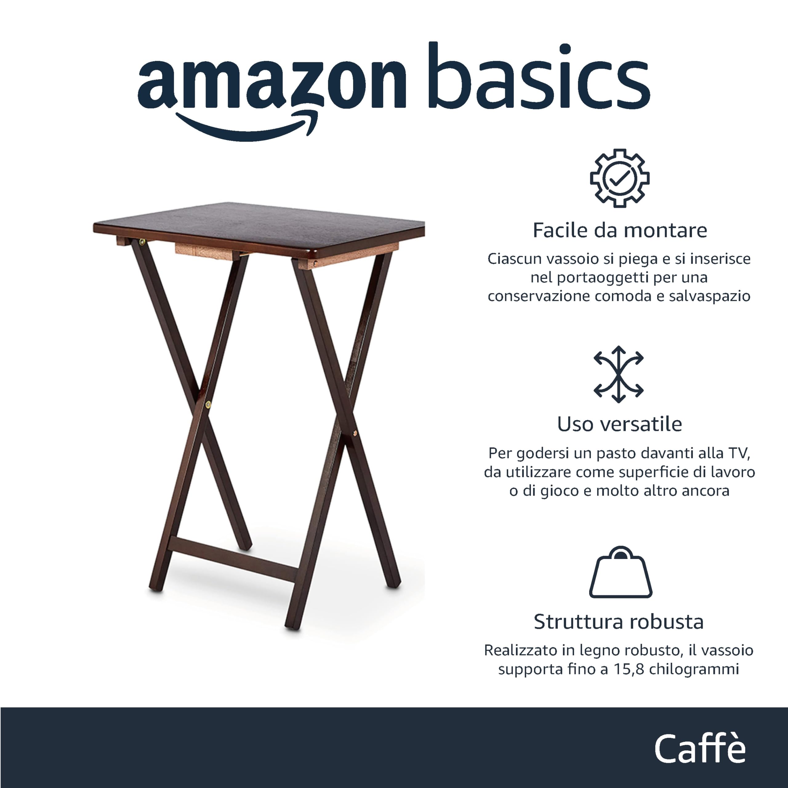 Amazon Basics Tavolini Pieghevoli Legno Set 4 pezzi marrone espresso