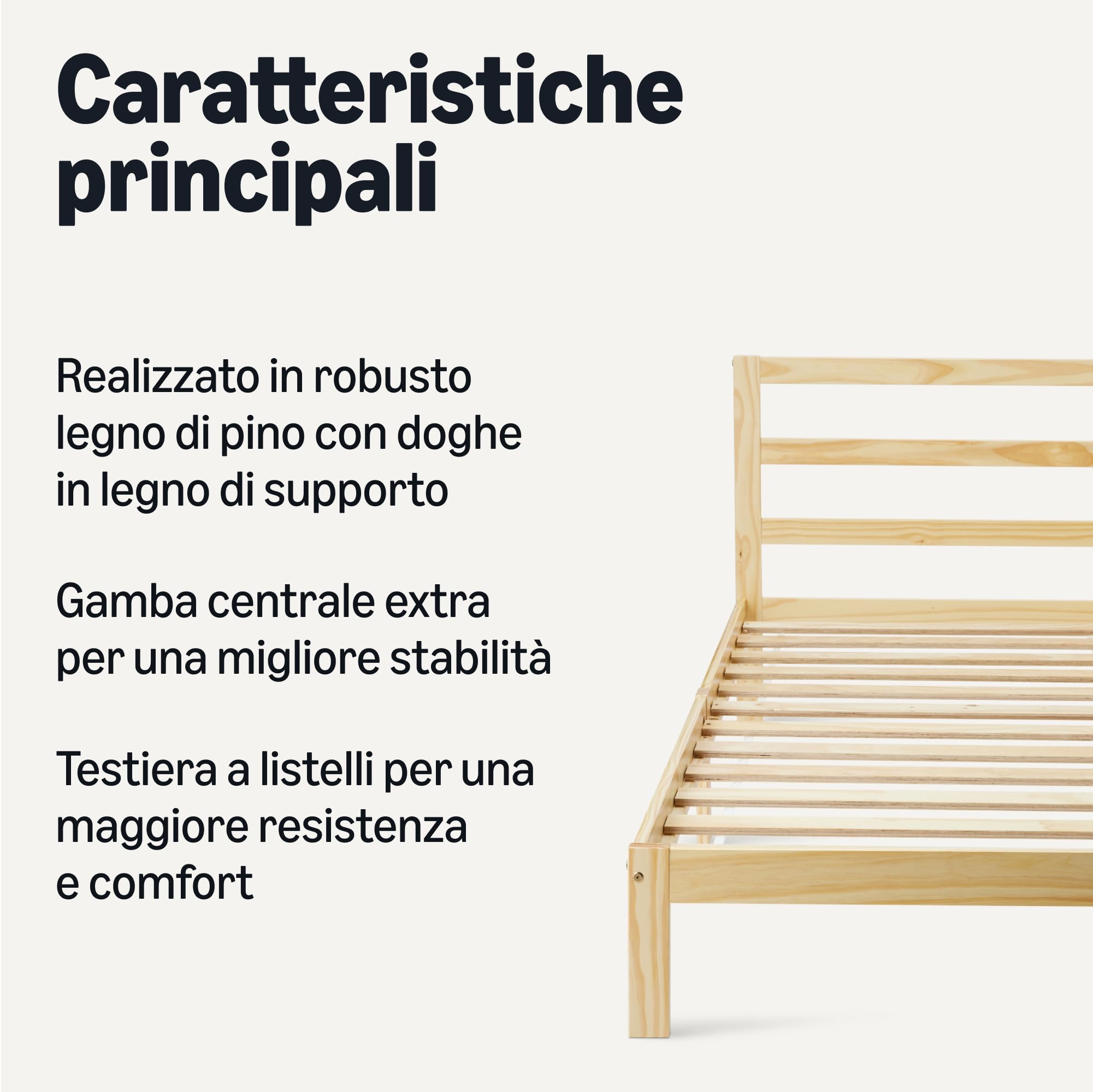 Amazon Basics letto singolo in pino 90x200 con testiera