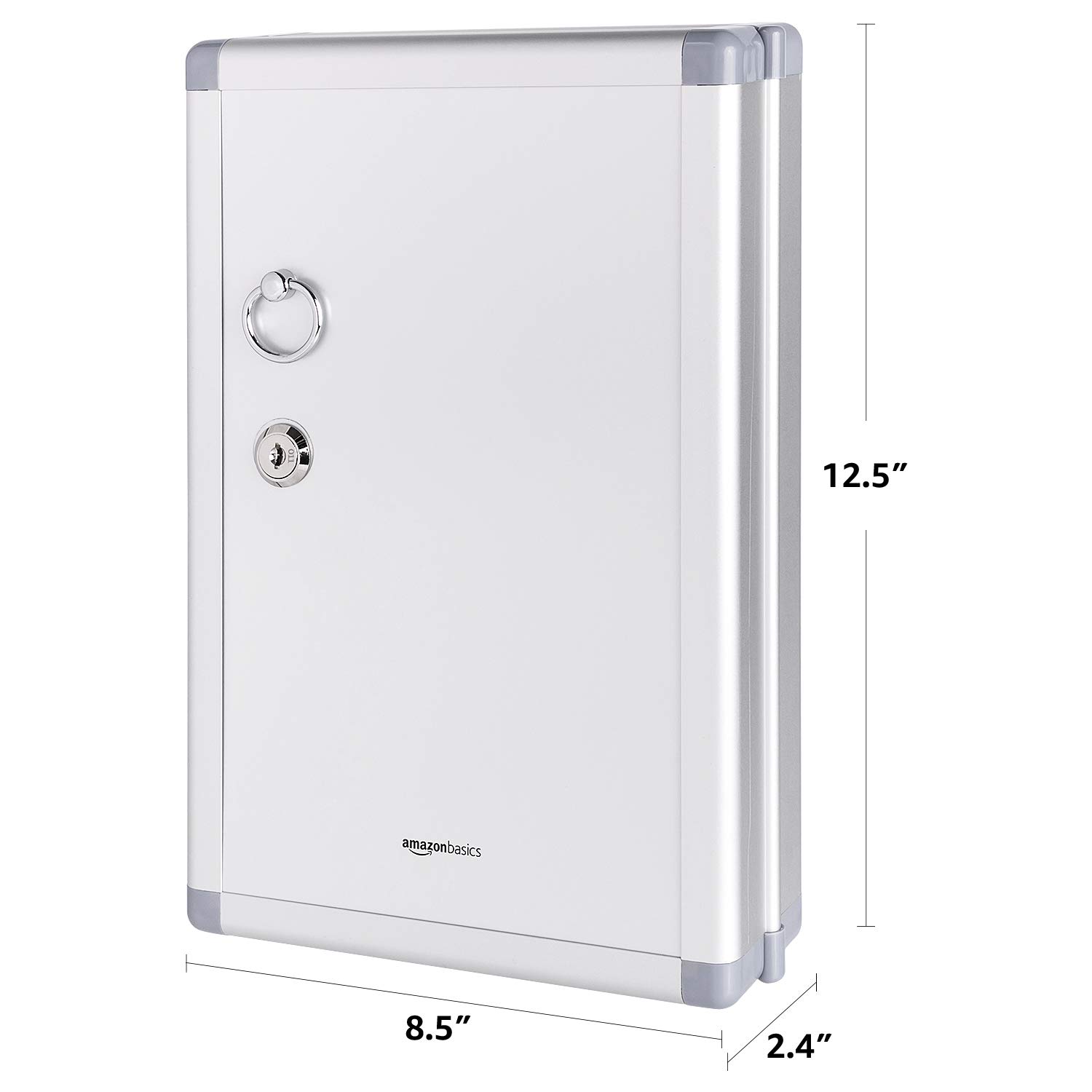 Amazon Basics Cassetta Portachiavi 24 Chiavi Argento Alluminio