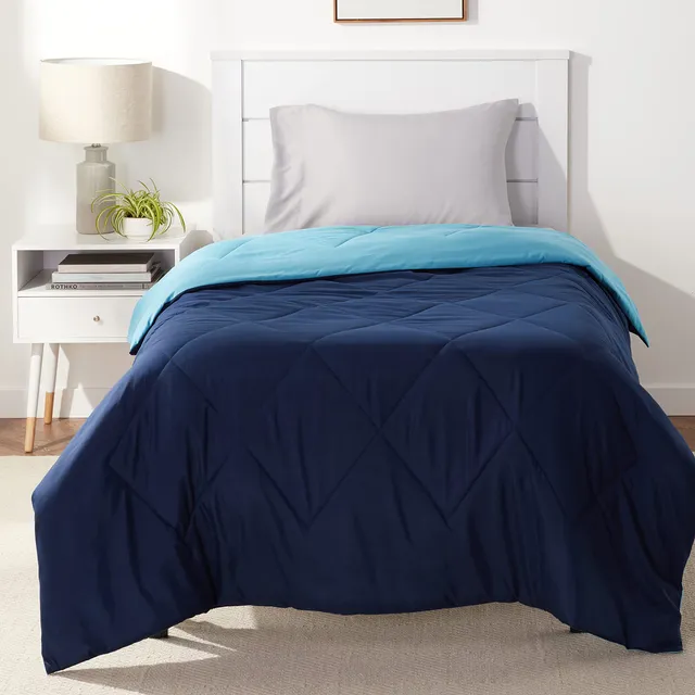 Amazon Basics Trapunta Singola Reversibile 135x200 Blu Navy