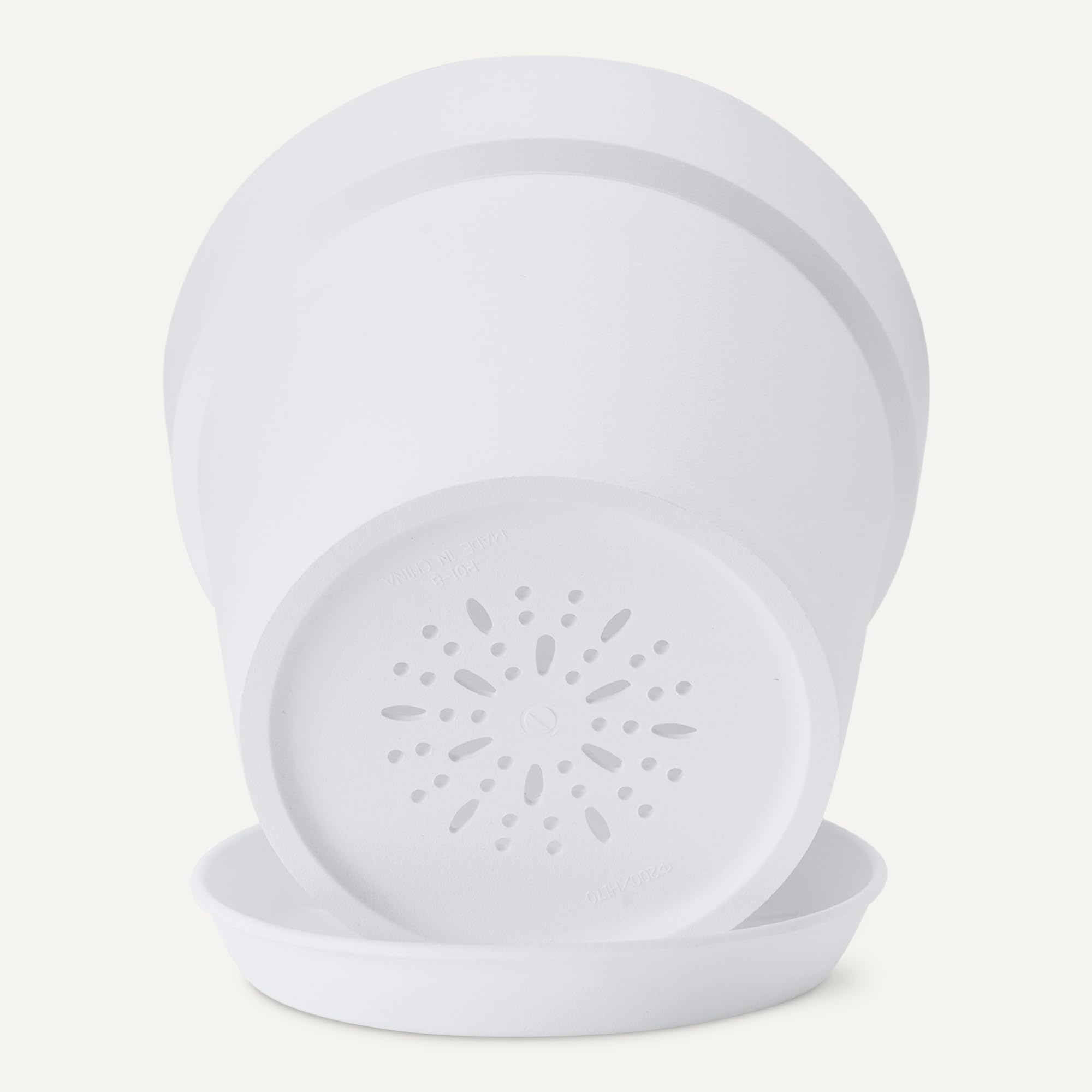 Amazon Basics vaso per piante 20,3 cm bianco con sottovaso