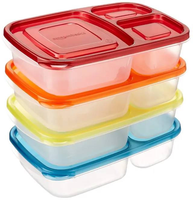 Amazon Basics Bento Lunch Box 3 Scomparti Set 4 Pezzi