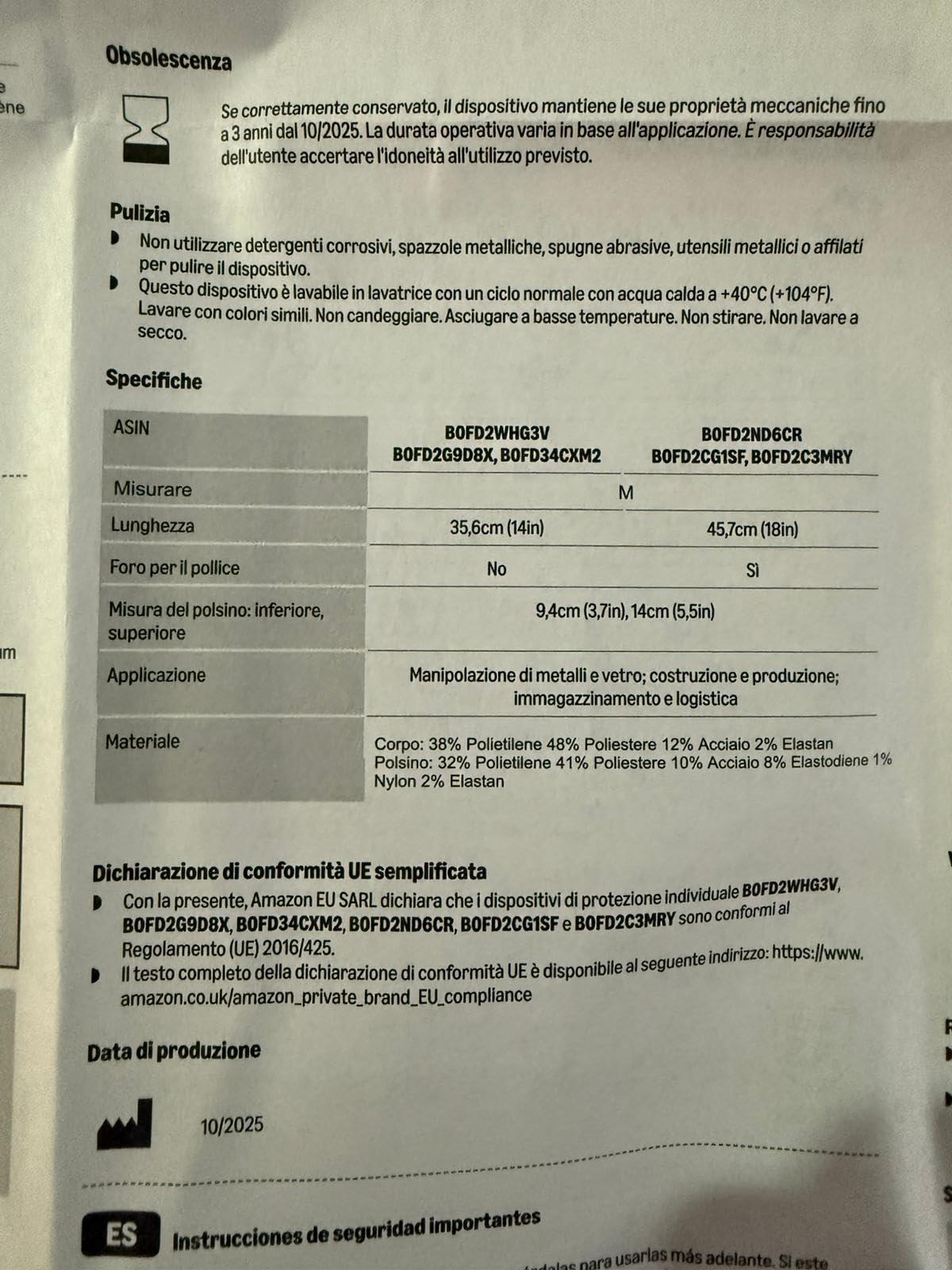 Amazon Basics Manicotti Braccia Antitaglio Gialli Protezione Lavoro