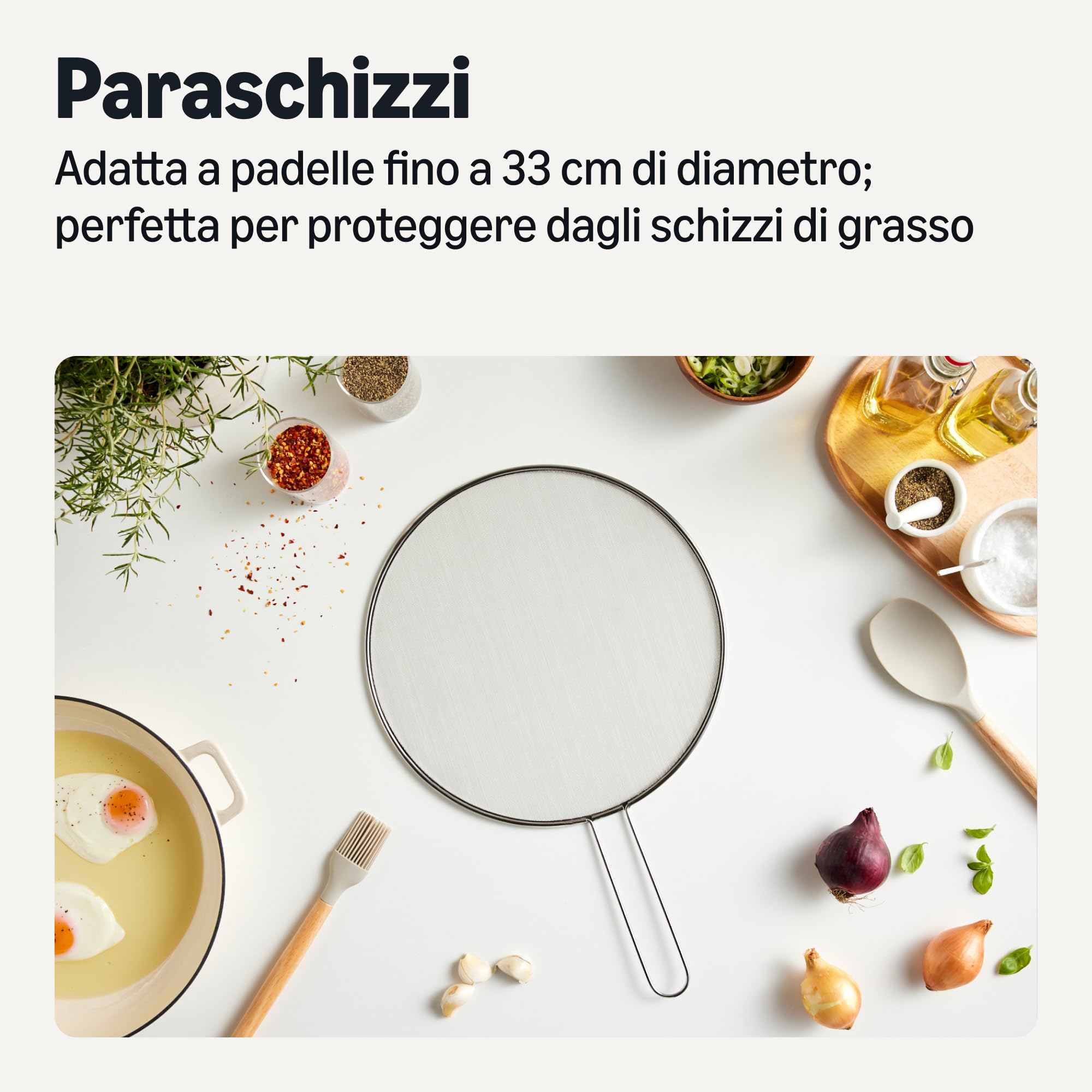Amazon Basics Paraschizzi Padella Inox 33 cm Antigrasso
